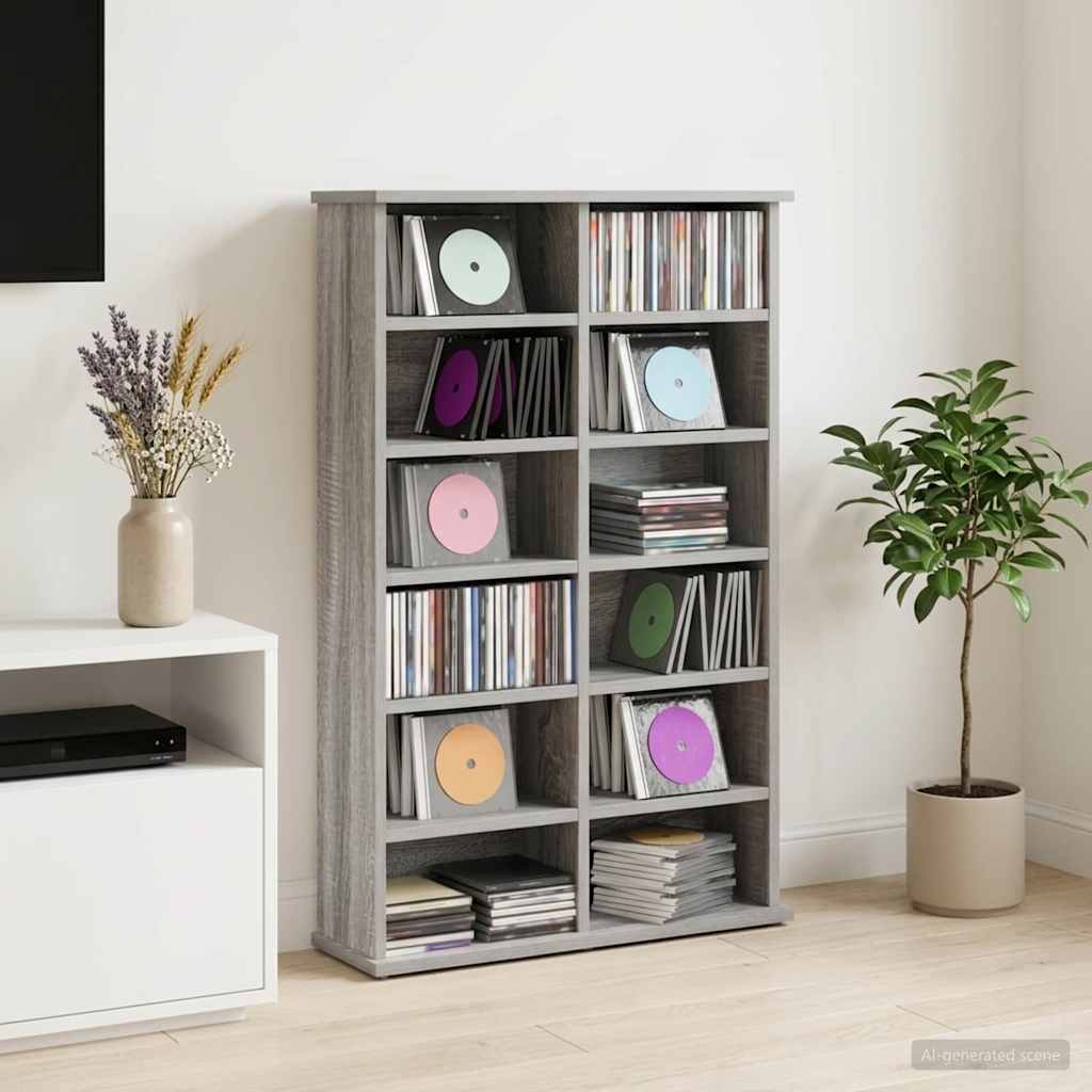 CD omara Siva Sonoma 60 x 17 x 92 cm Inženirski les