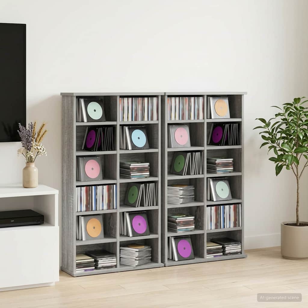 CD omara 2 kos Siva Sonoma 60 x 17 x 92 cm Inženirski les