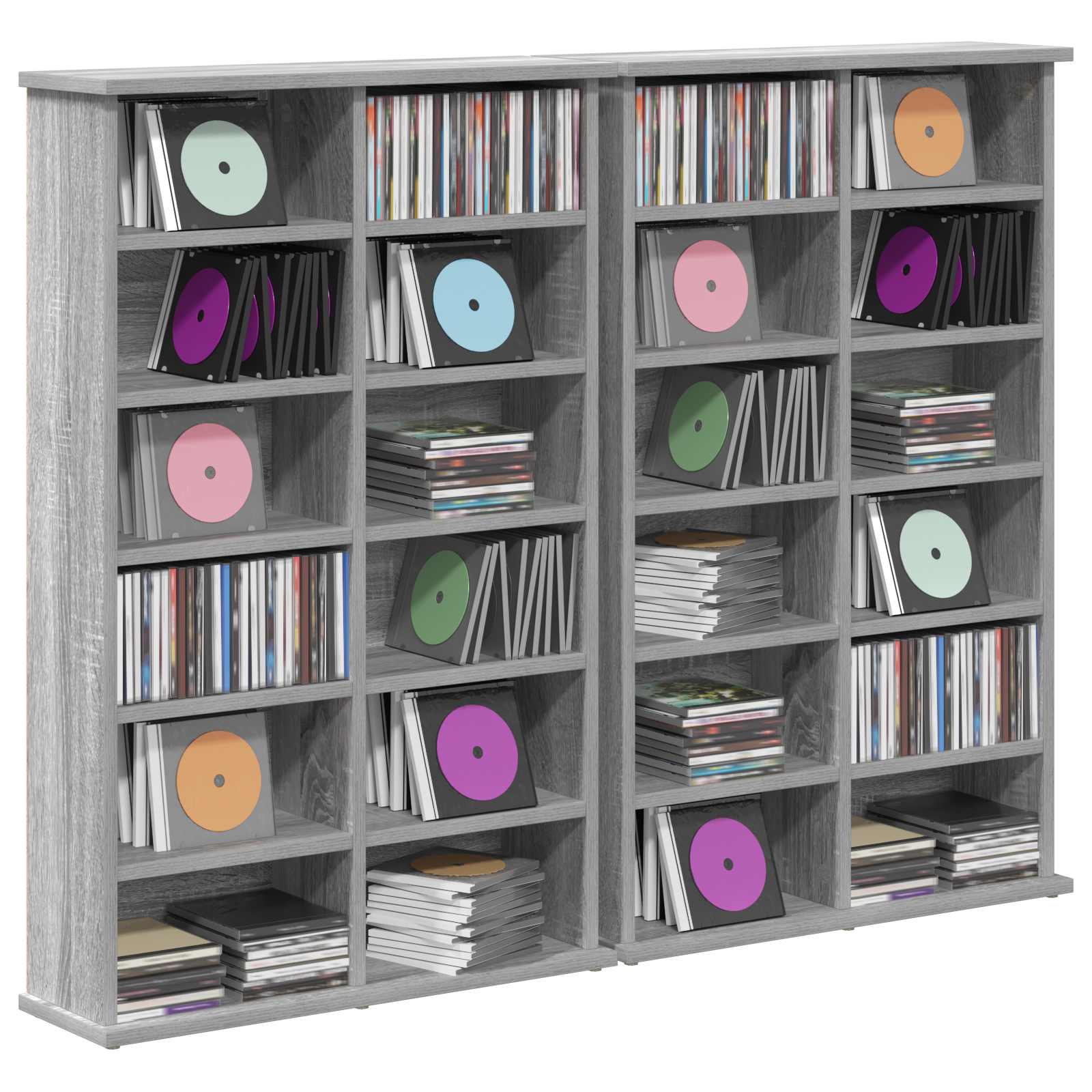 CD omara 2 kos Siva Sonoma 60 x 17 x 92 cm Inženirski les - slika 3
