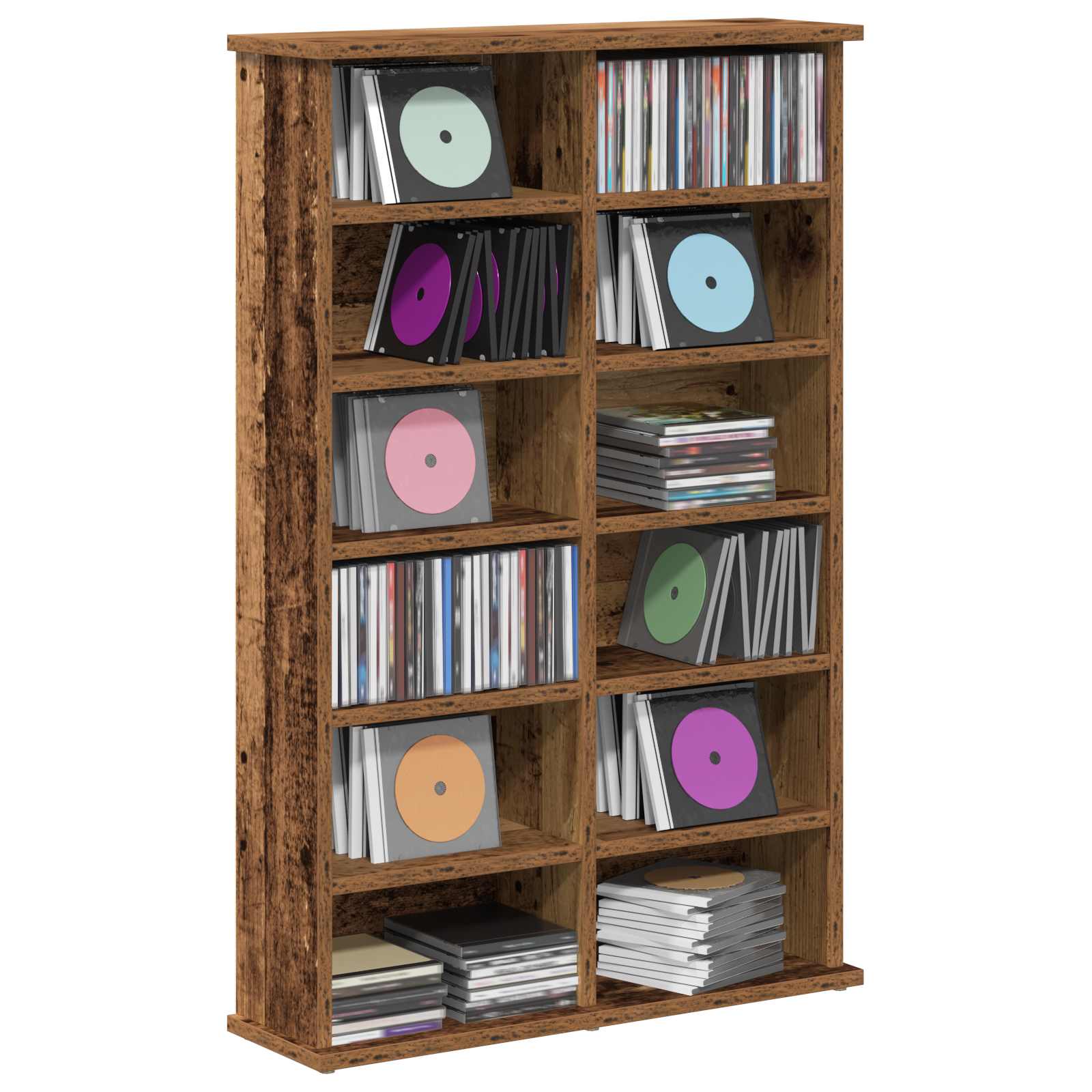 CD-kaappi Vanha puu 60 x 17 x 92 cm Tekninen puu - Image 3