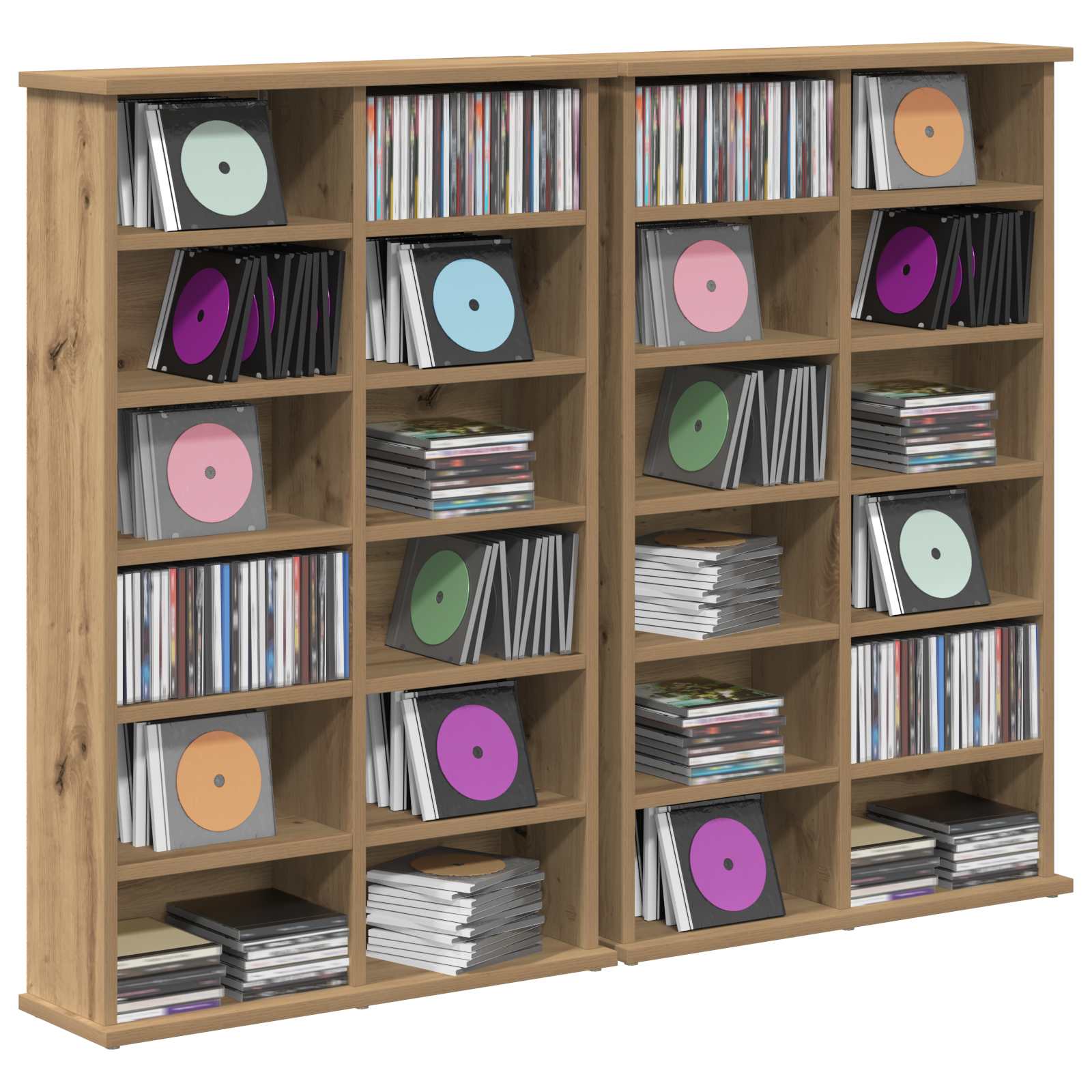 CD-kaappi 2 kpl Artisaanitammi 60 x 17 x 92 cm Tekninen puu - Image 3