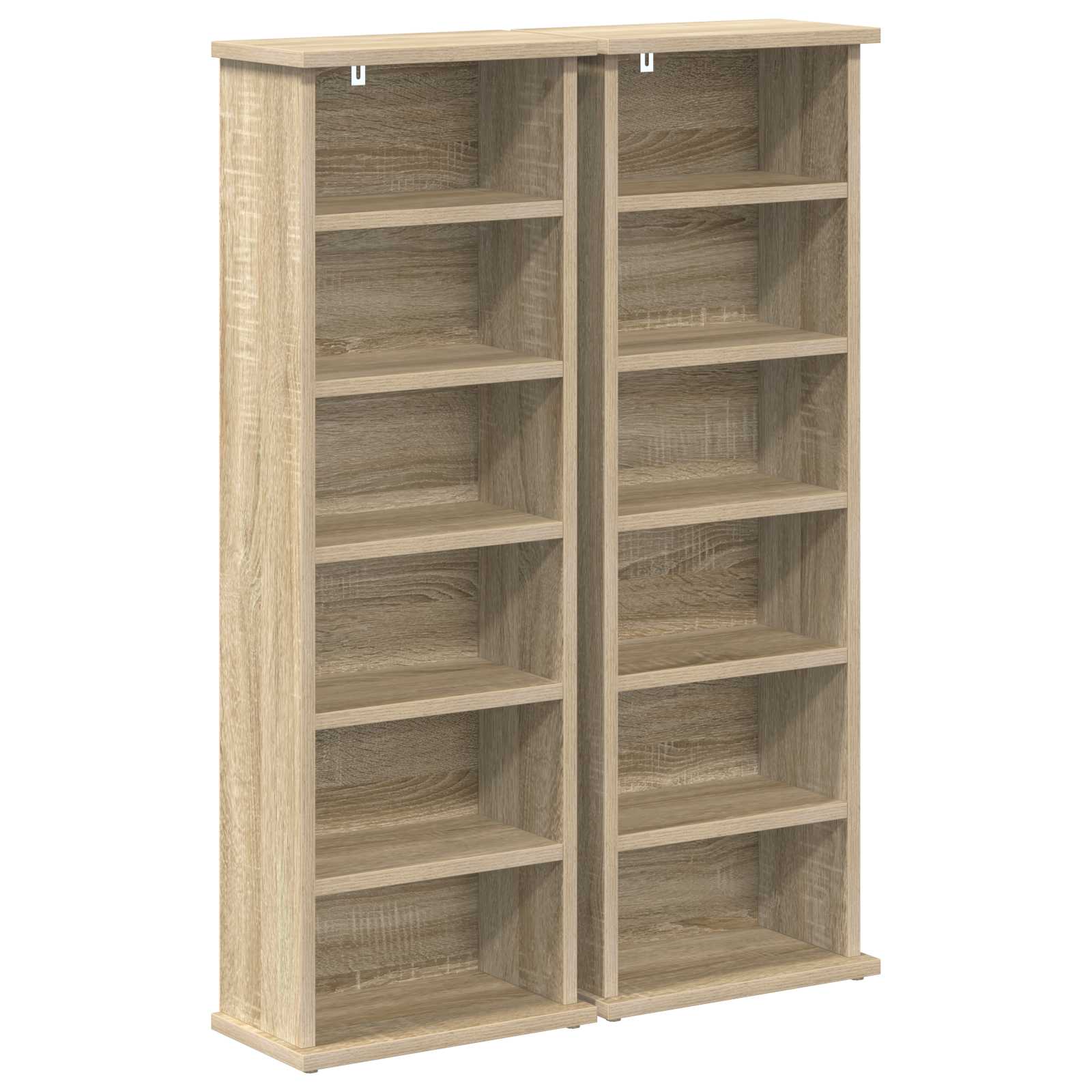 CD-kaappi 2 kpl Sonoma-tammi 60 x 17 x 92 cm Tekninen puu - Image 2