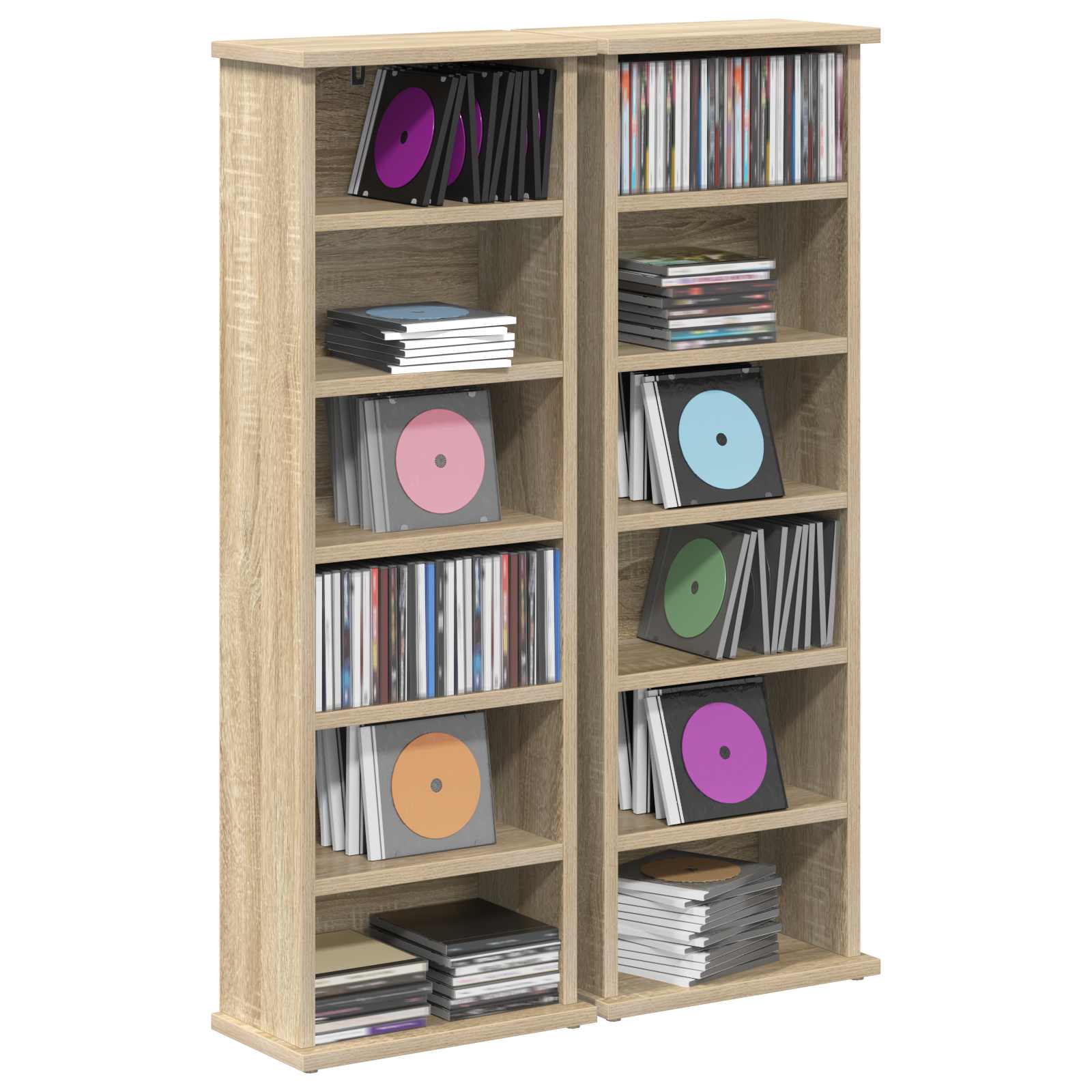CD-kaappi 2 kpl Sonoma-tammi 60 x 17 x 92 cm Tekninen puu - Image 3