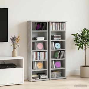 CD omara 2 kos Betonsko siva 60 x 17 x 92 cm Inženirski les