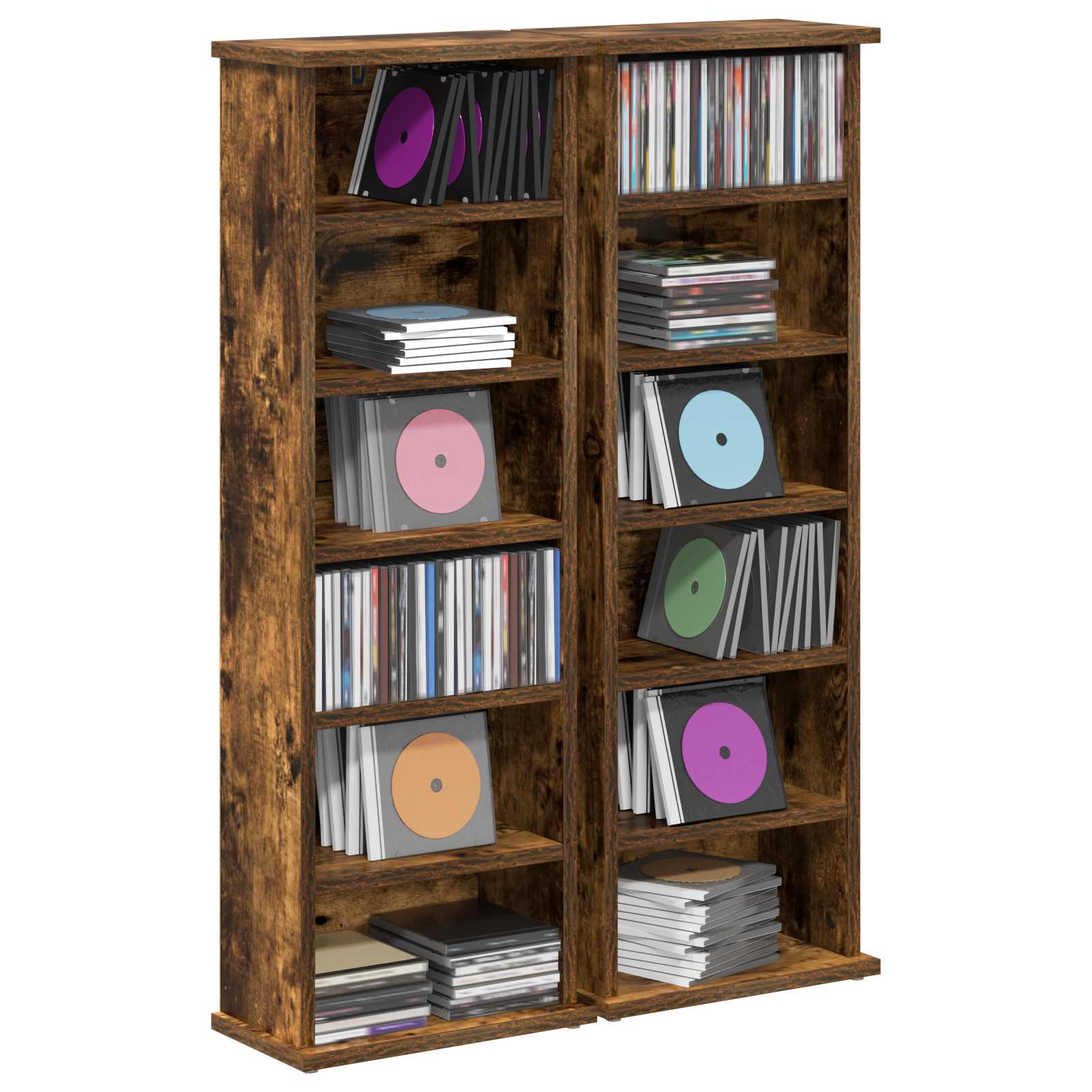 CD-kaappi 2 kpl Savutammi 60 x 17 x 92 cm Tekninen puu - Image 3