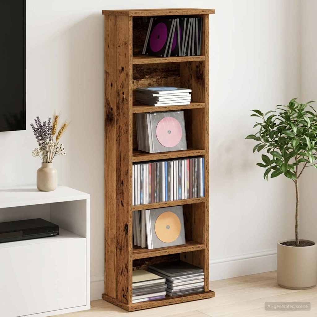 vidaXL CD Skab Egetræ 60 x 17 x 92 cm Konstrueret træ