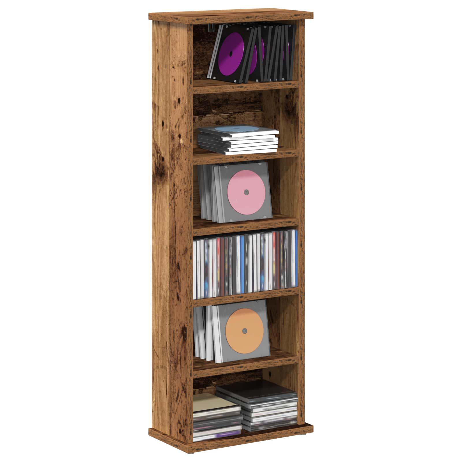 vidaXL - CD - Kast - Oud - hout - 60 - x - 17 - x - 92 - cm - Bewerkt - hout