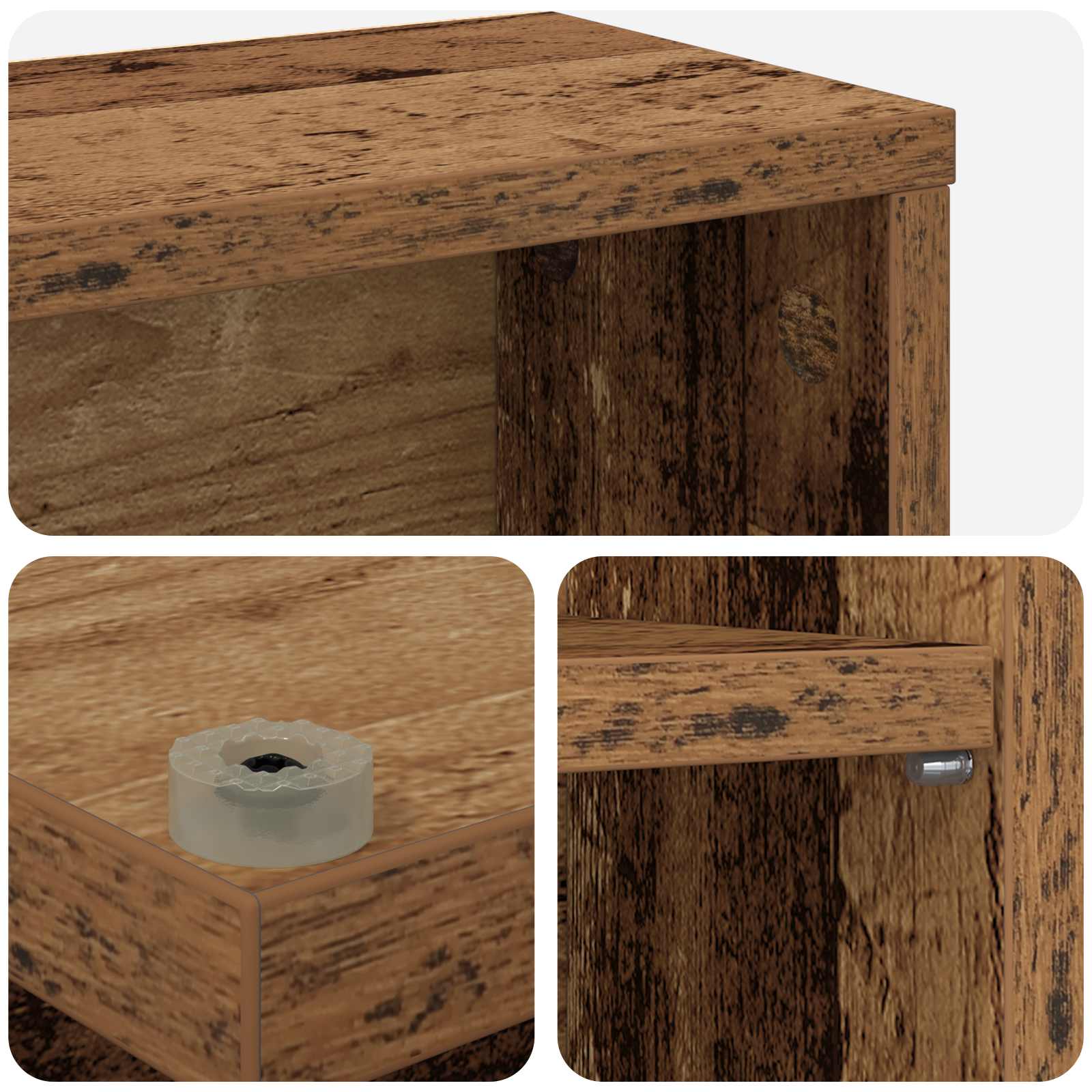 CD-kaappi 2 kpl Vanha puu 60 x 17 x 92 cm Tekninen puu - Image 9
