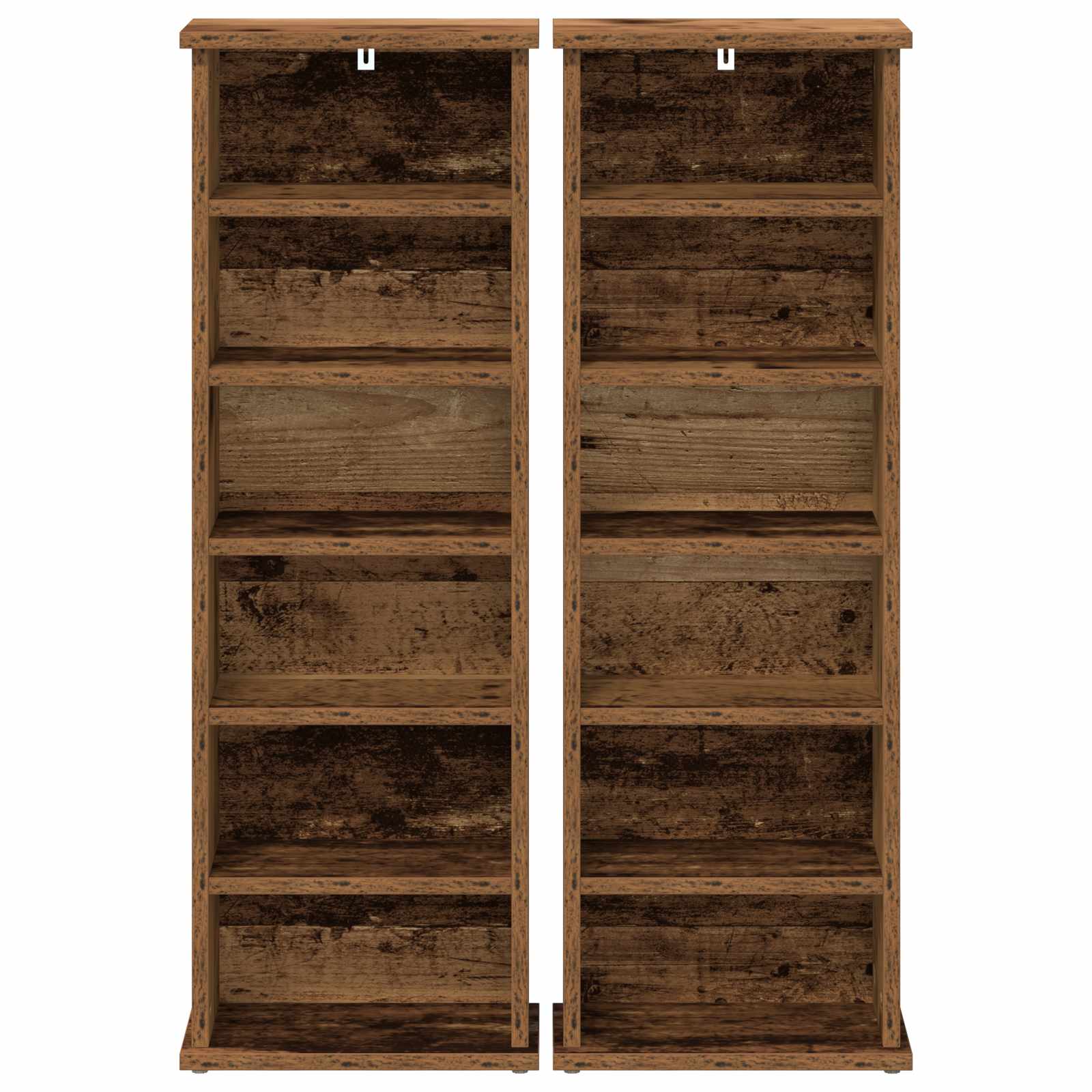 CD-kaappi 2 kpl Vanha puu 60 x 17 x 92 cm Tekninen puu - Image 6
