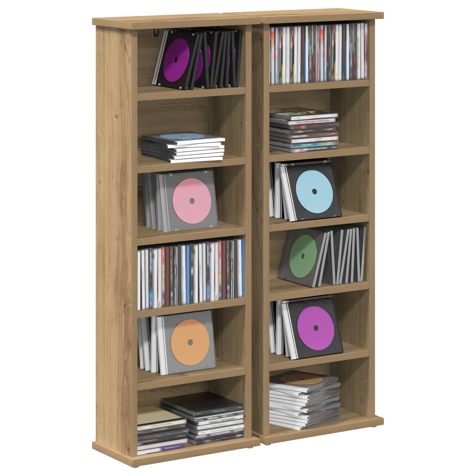 CD-kaappi 2 kpl Artisaanitammi 60 x 17 x 92 cm Tekninen puu - Image 3