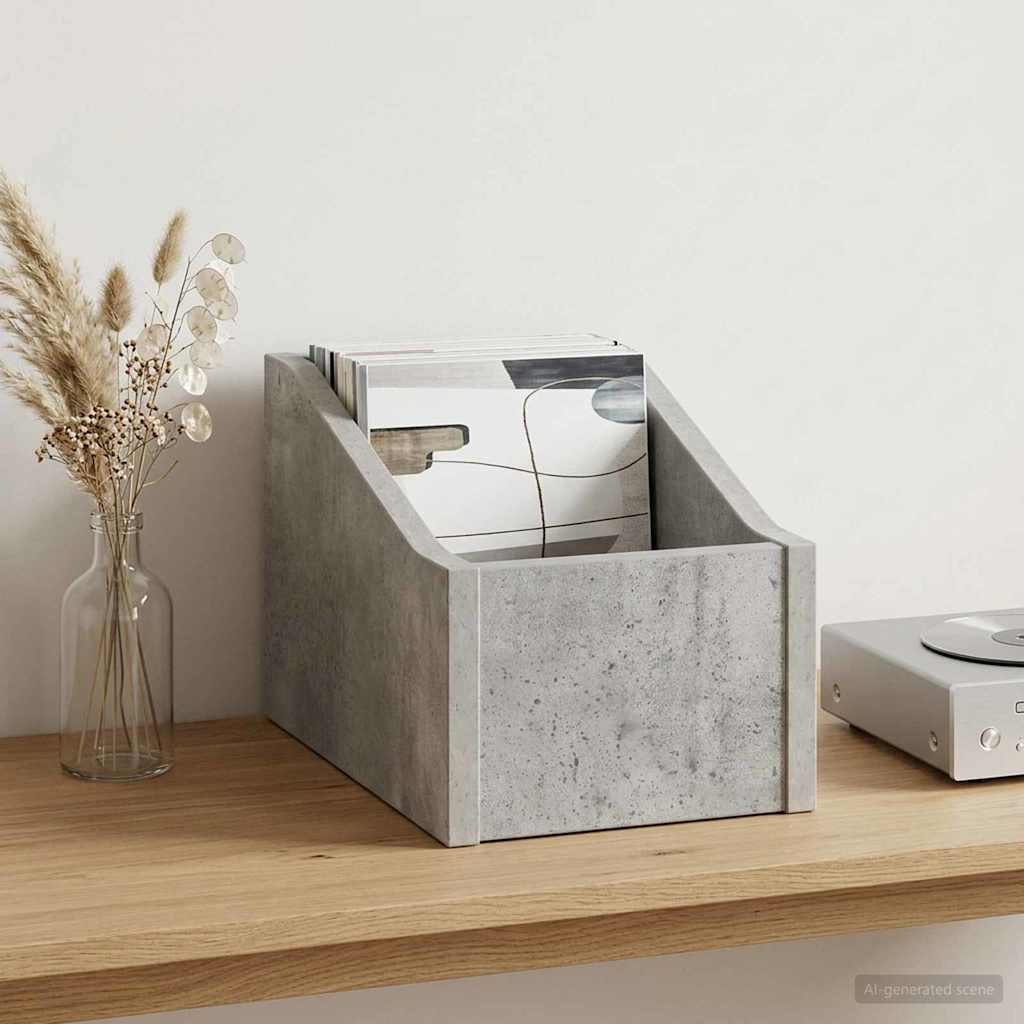 vidaXL LP pladeæske Betongrå 18 x 32 x 18 cm Konstrueret træ