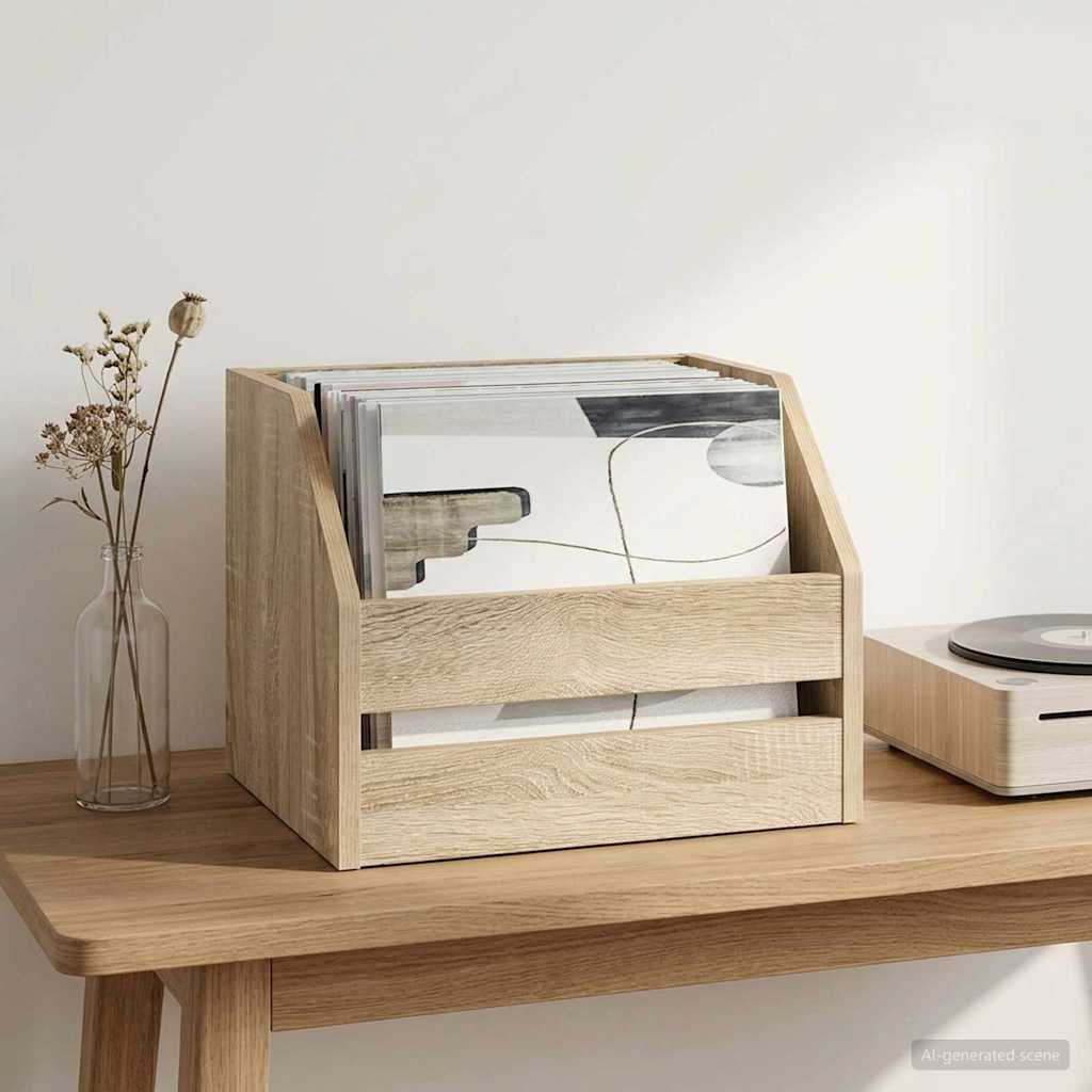 Кутия за винилови албуми Дъб сонома 38 x 30 x 29 см