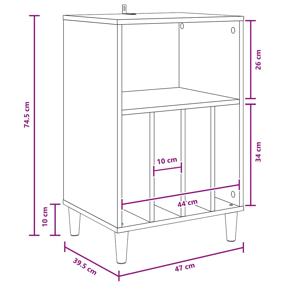 Pladespiller Stativ 47 x 39,5 x 74,5 cm - Billede 10