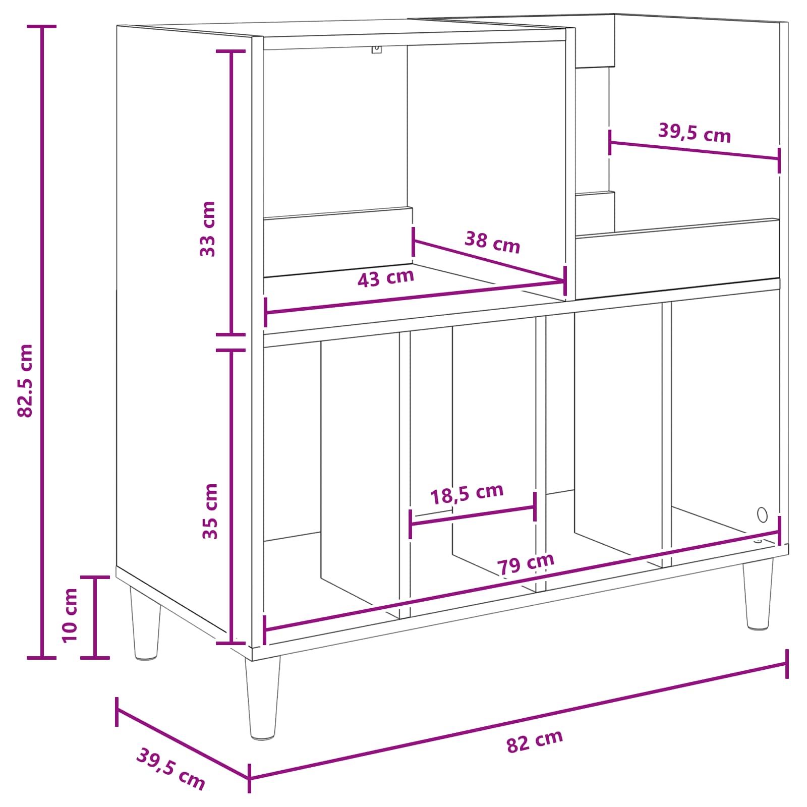 Vinyylisoittimen teline Betoninharmaa 82 x 39,5 x 82,5 cm - Image 10