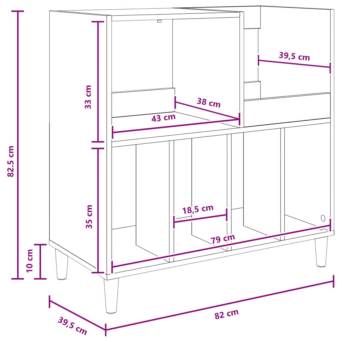 Pladespillerstand 82 x 39,5 x 82,5 cm - Billede 10