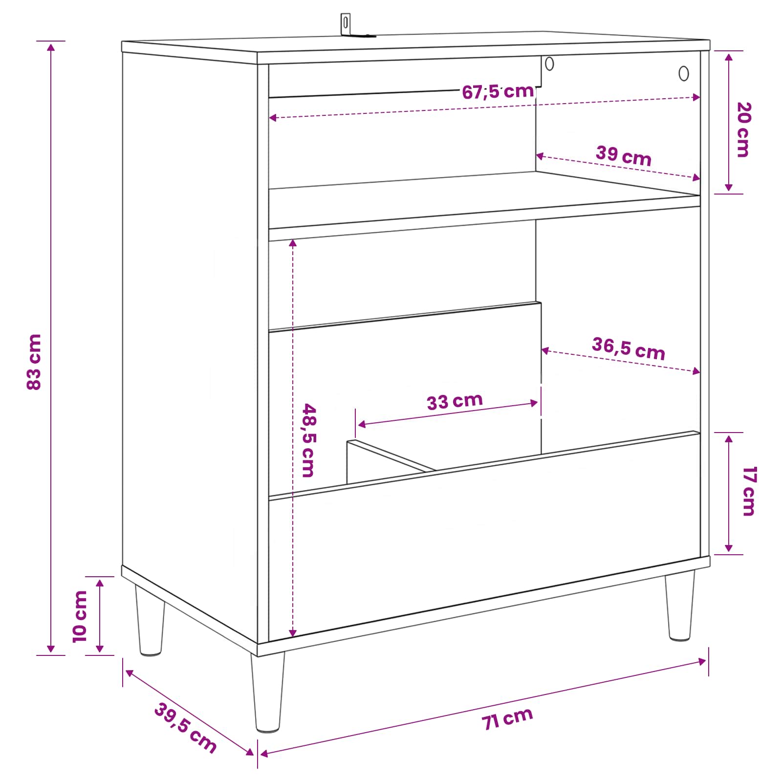 Vinyylisoittimen teline Harmaa Sonoma 71 x 39,5 x 83 cm - Image 10