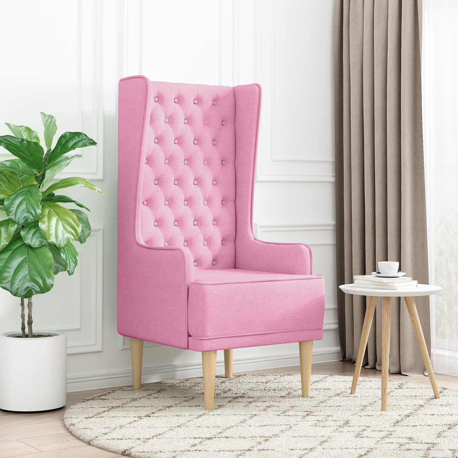 vidaXL Hochlehner Rosa Stoff