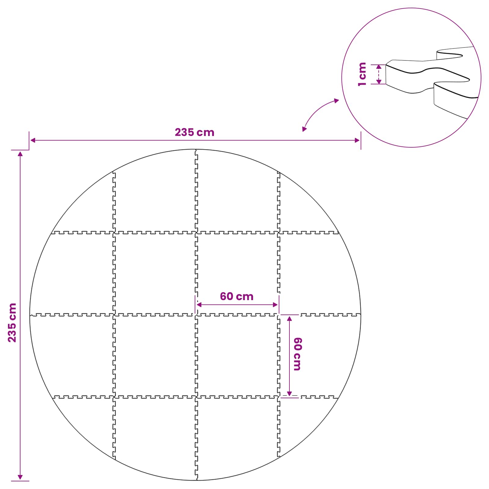 Zwembad Grondmat 16 st Ø 235 cm Rond EVA Schuim Zwart image 8
