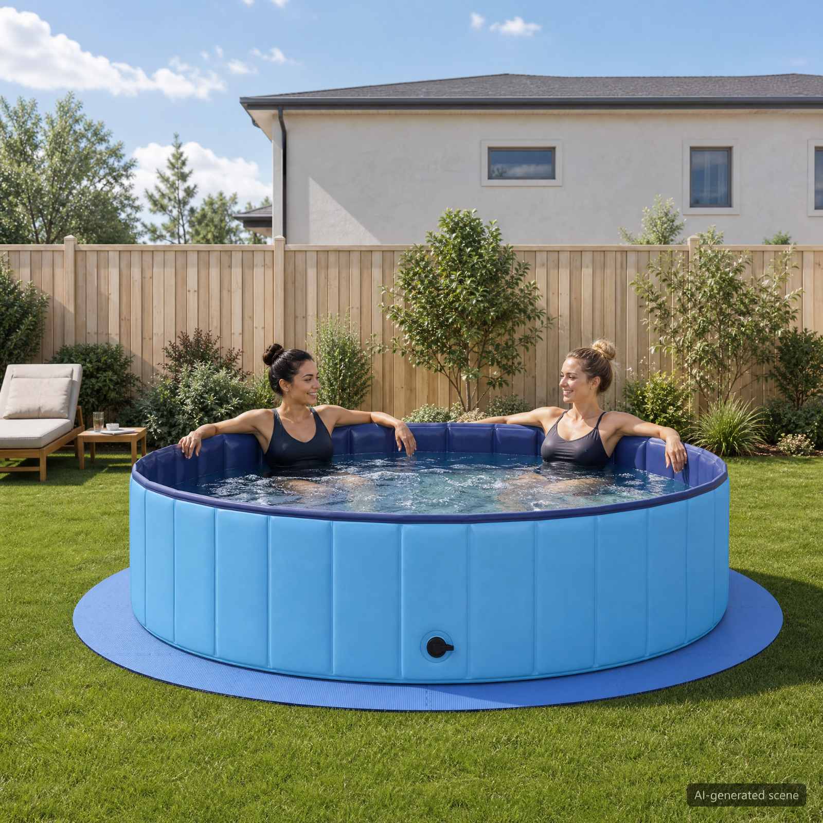 Zwembad Grondmat 16 st Ø 235 cm Rond EVA Schuim Blauw image 1