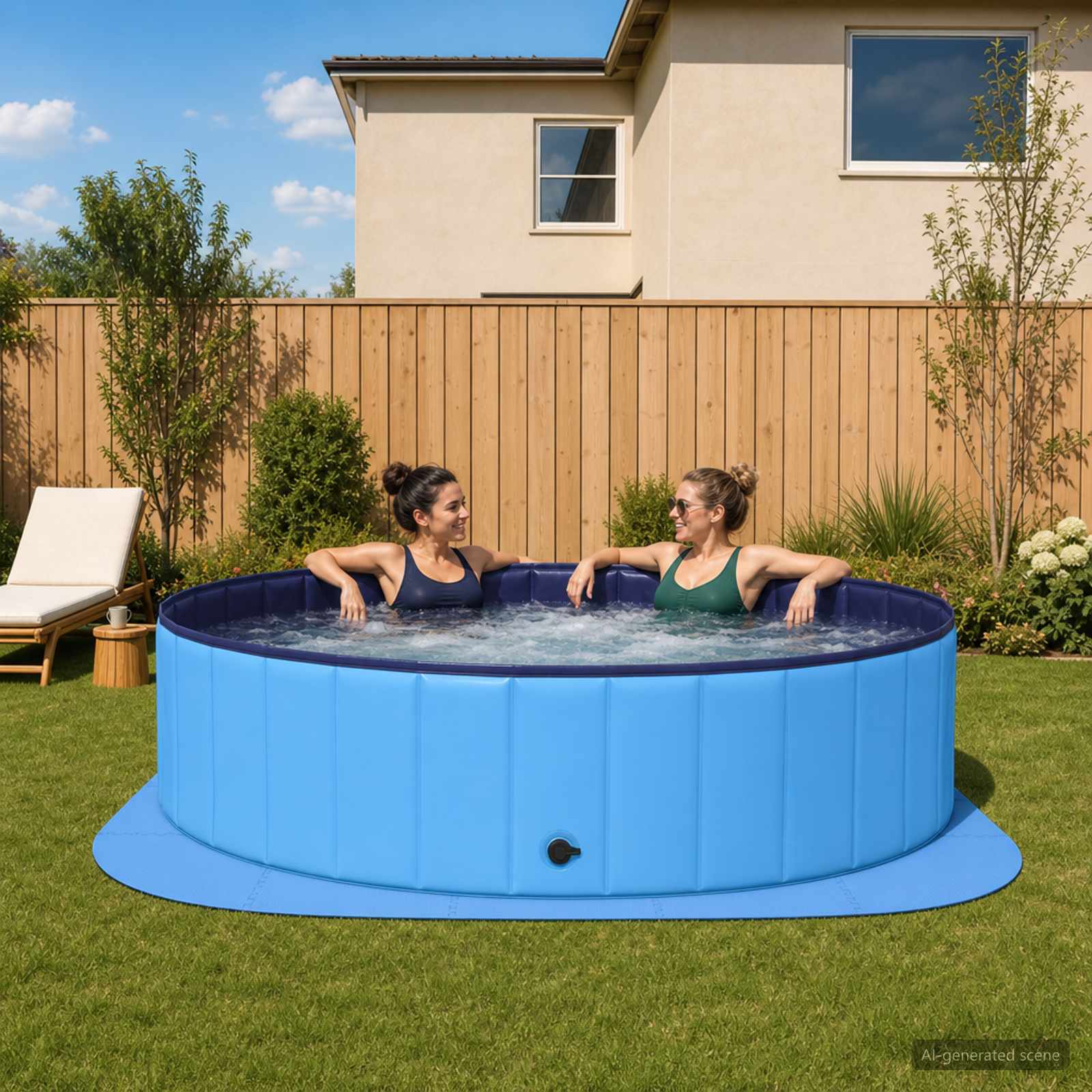 Zwembad Grondmat 25 st Ø 292 cm Rond EVA Schuim Blauw image 1