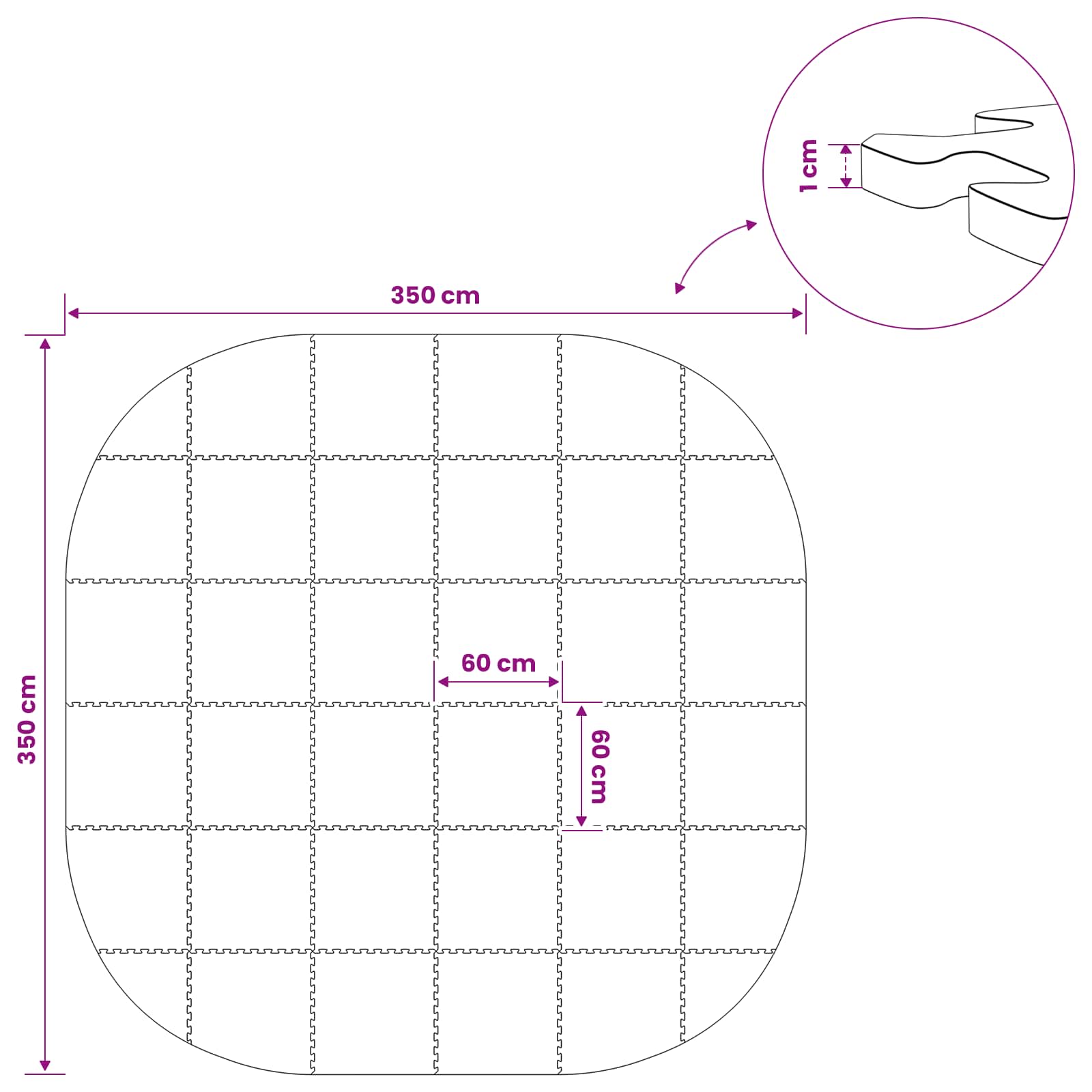 Zwembad Grondmat 36 st Ø 350 cm Rond EVA Schuim Blauw image 8