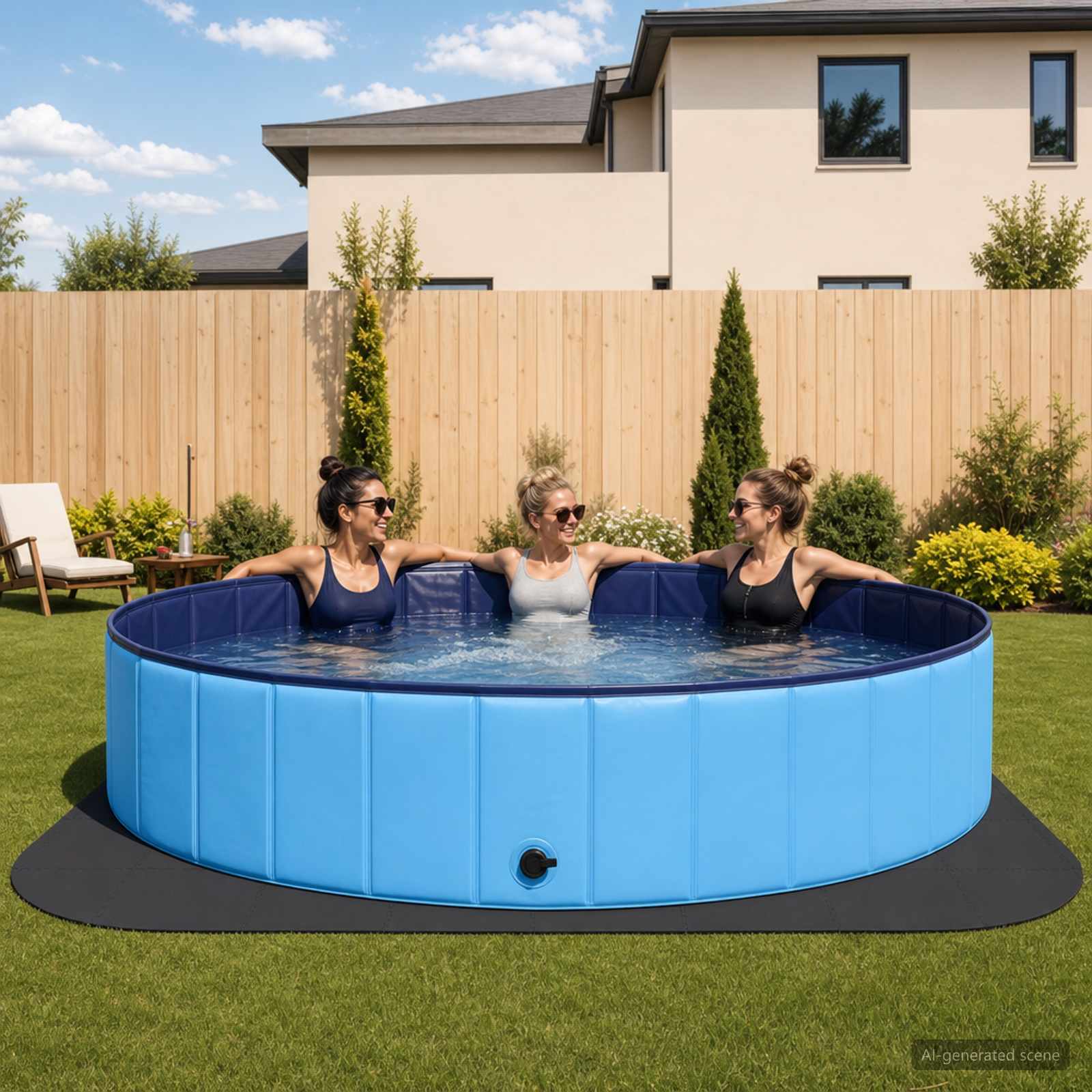 Zwembad Grondmat 49 st Ø 408 cm Rond EVA Schuim Zwart image 1