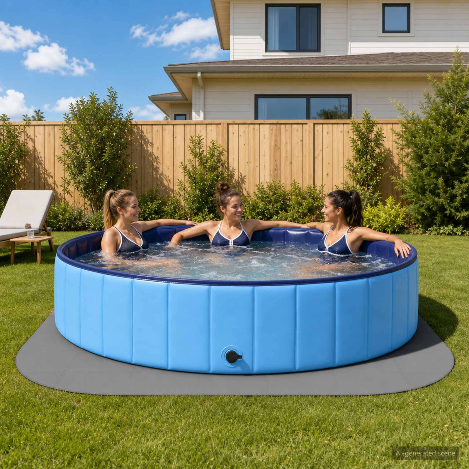 Zwembad Grondmat 49 st Ø 408 cm Rond EVA Schuim Grijs image 1