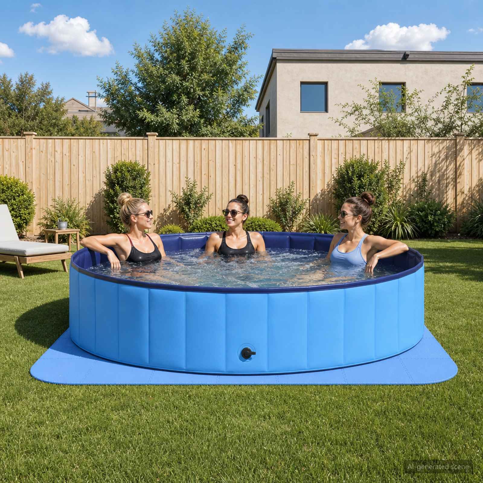 Zwembad Grondmat 49 st Ø 408 cm Rond EVA Schuim Blauw image 1