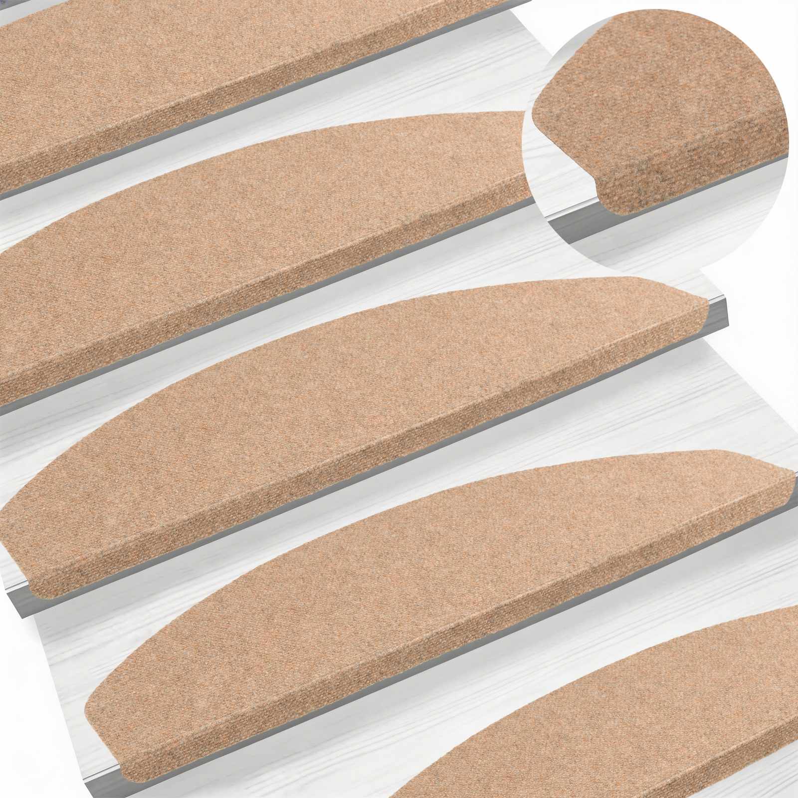 Zelfklevende Trapmatten Halfrond 15 st Beige 80 x 28 x 3,5 cm image 2