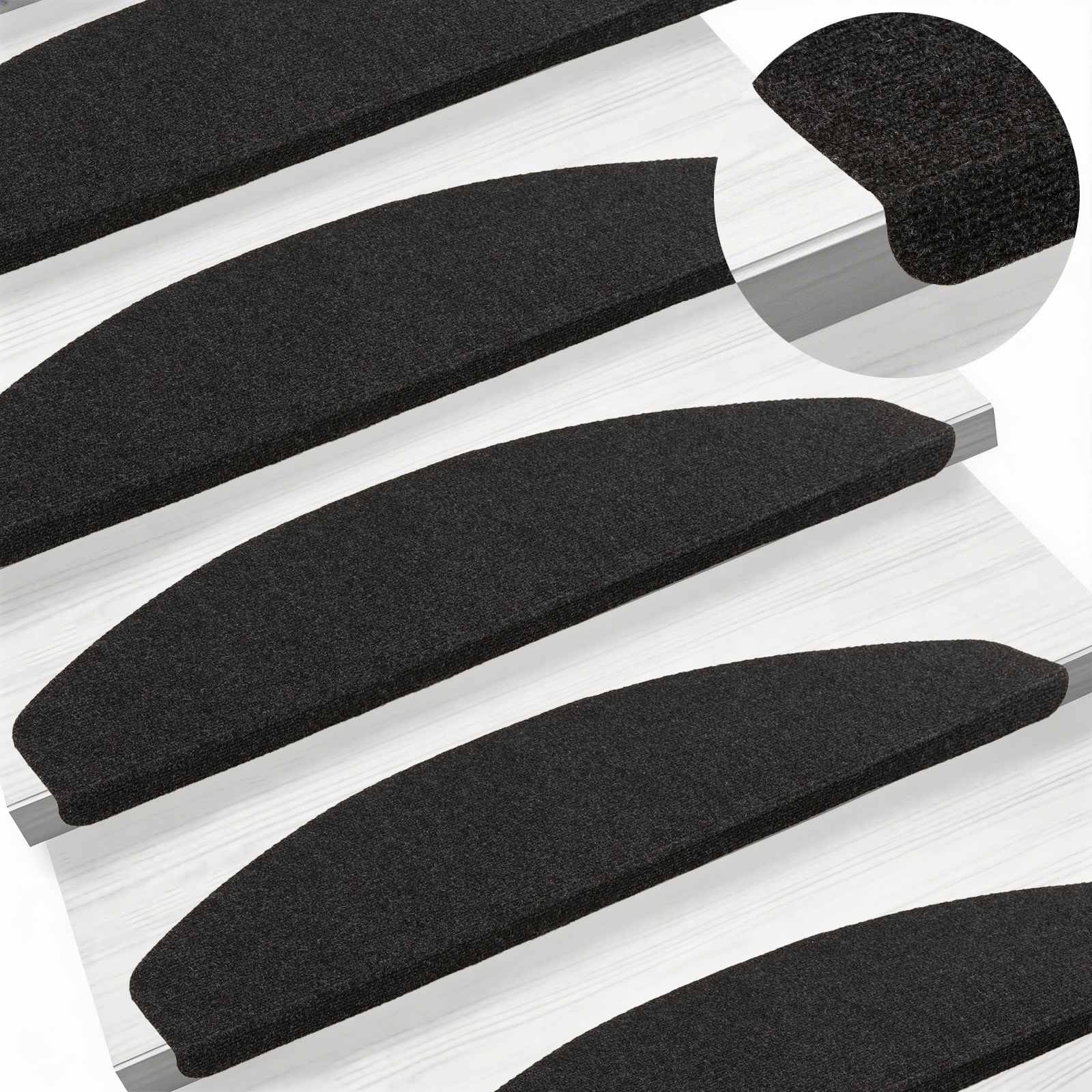 Zelfklevende Trapmatten 15 pcs Antracietkleurig Nadelvilt stof image 2