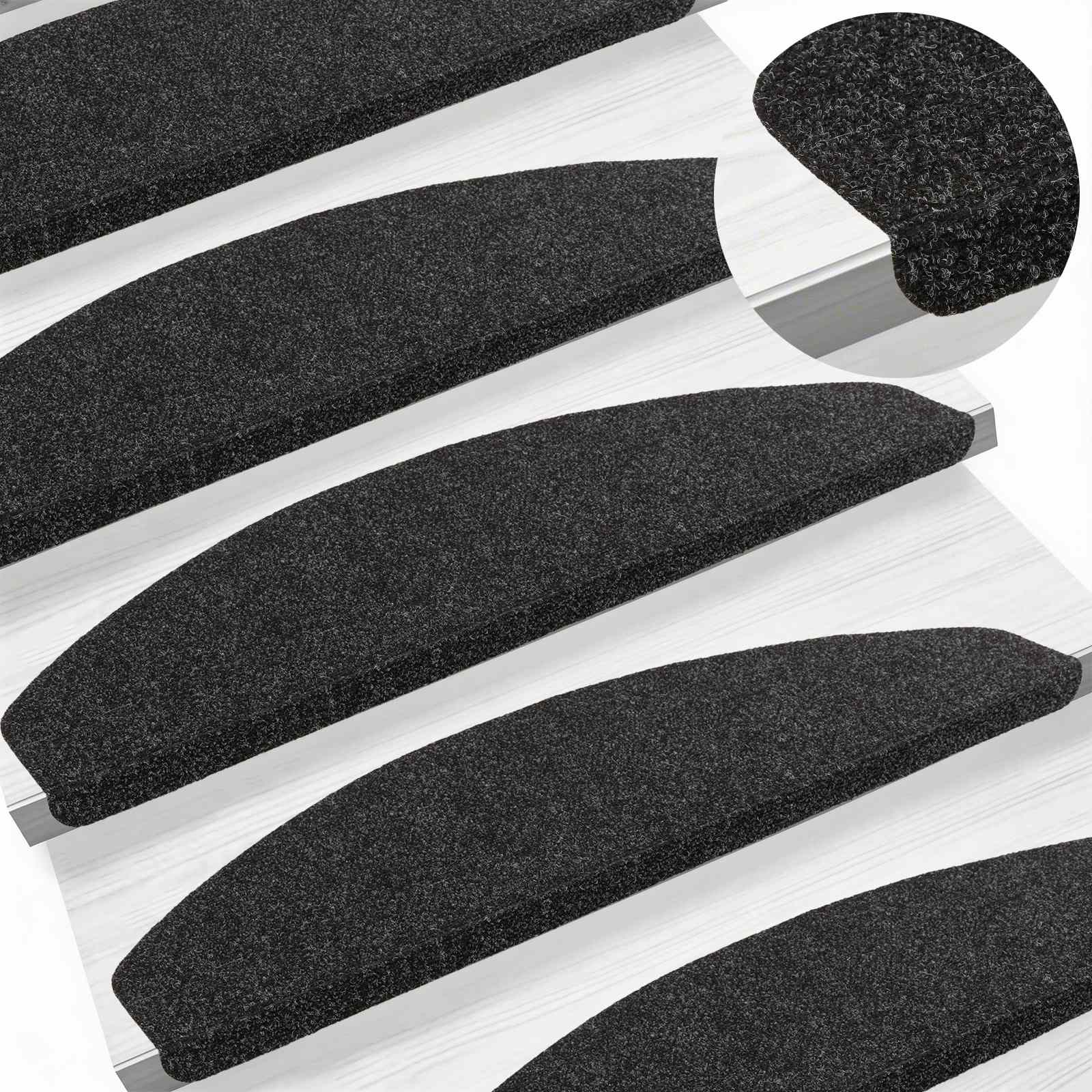 Zelfklevende Trapmatten Halfrond 15 pcs Zwart 80 x 28 x 3,5 cm image 2