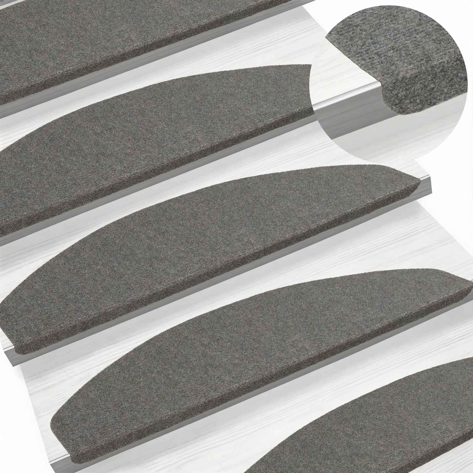 Zelfklevende Trapmatten Halfrond 15 pcs Grijs 80 x 28 x 3,5 cm image 2