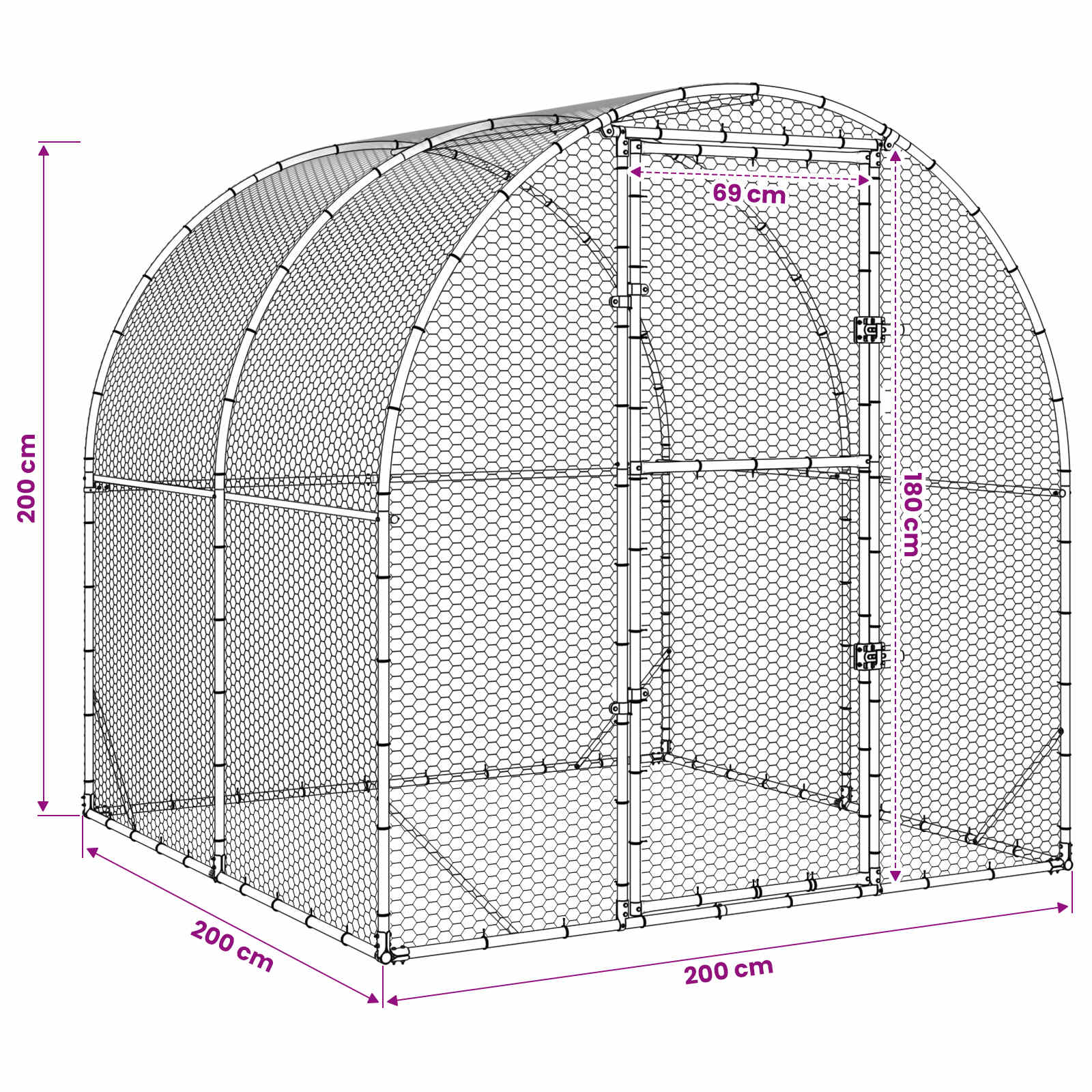 Kippenhok zilver 200 x 200 x 200 cm Gegalvaniseerd staal image 8