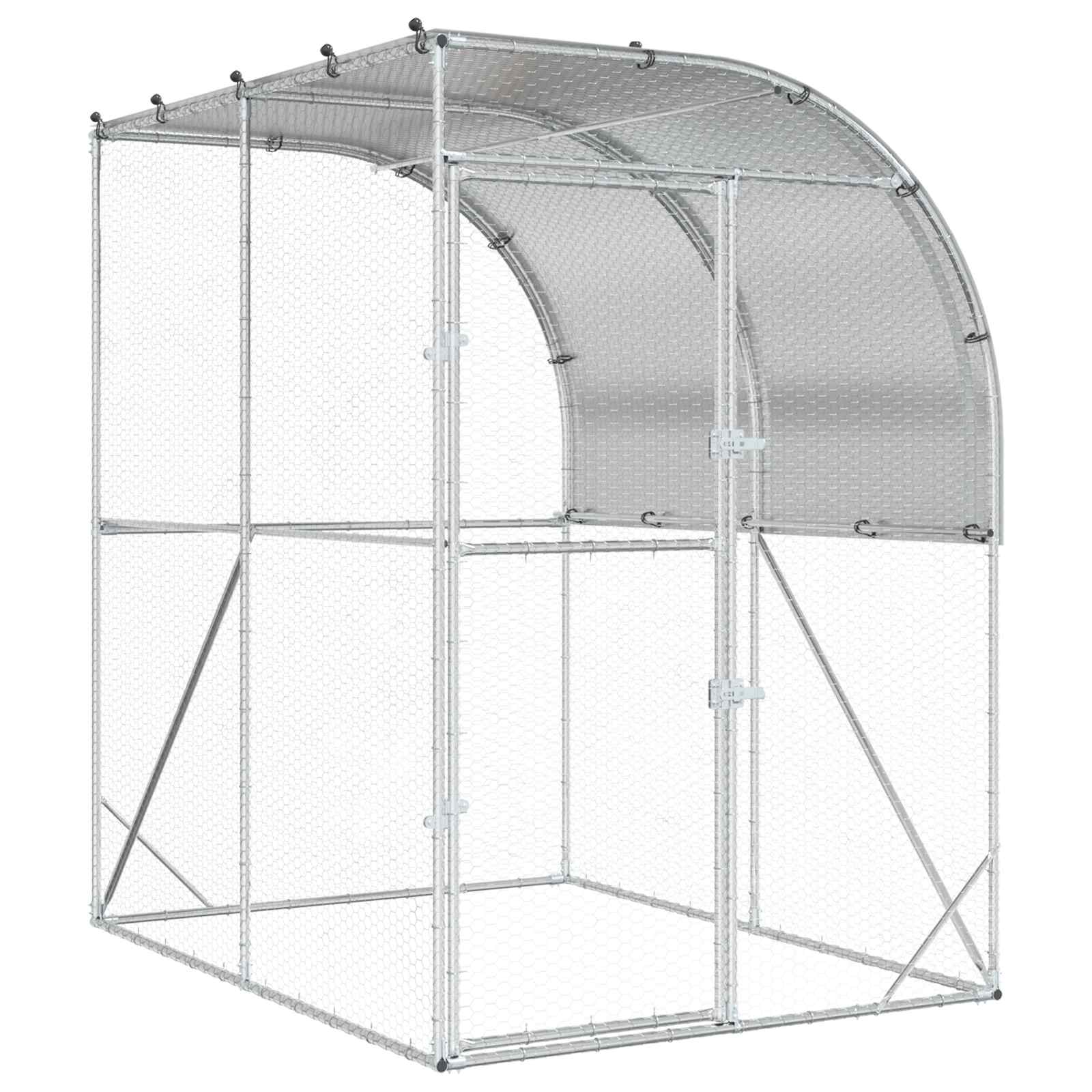 Kippenhok zilver 200 x 200 x 215 cm Gegalvaniseerd staal image 1