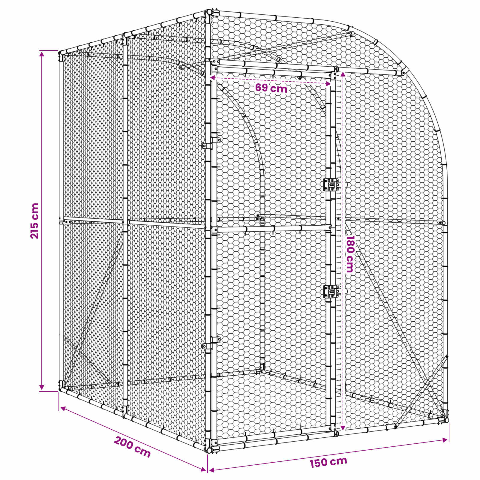 Kippenhok zilver 200 x 200 x 215 cm Gegalvaniseerd staal image 7