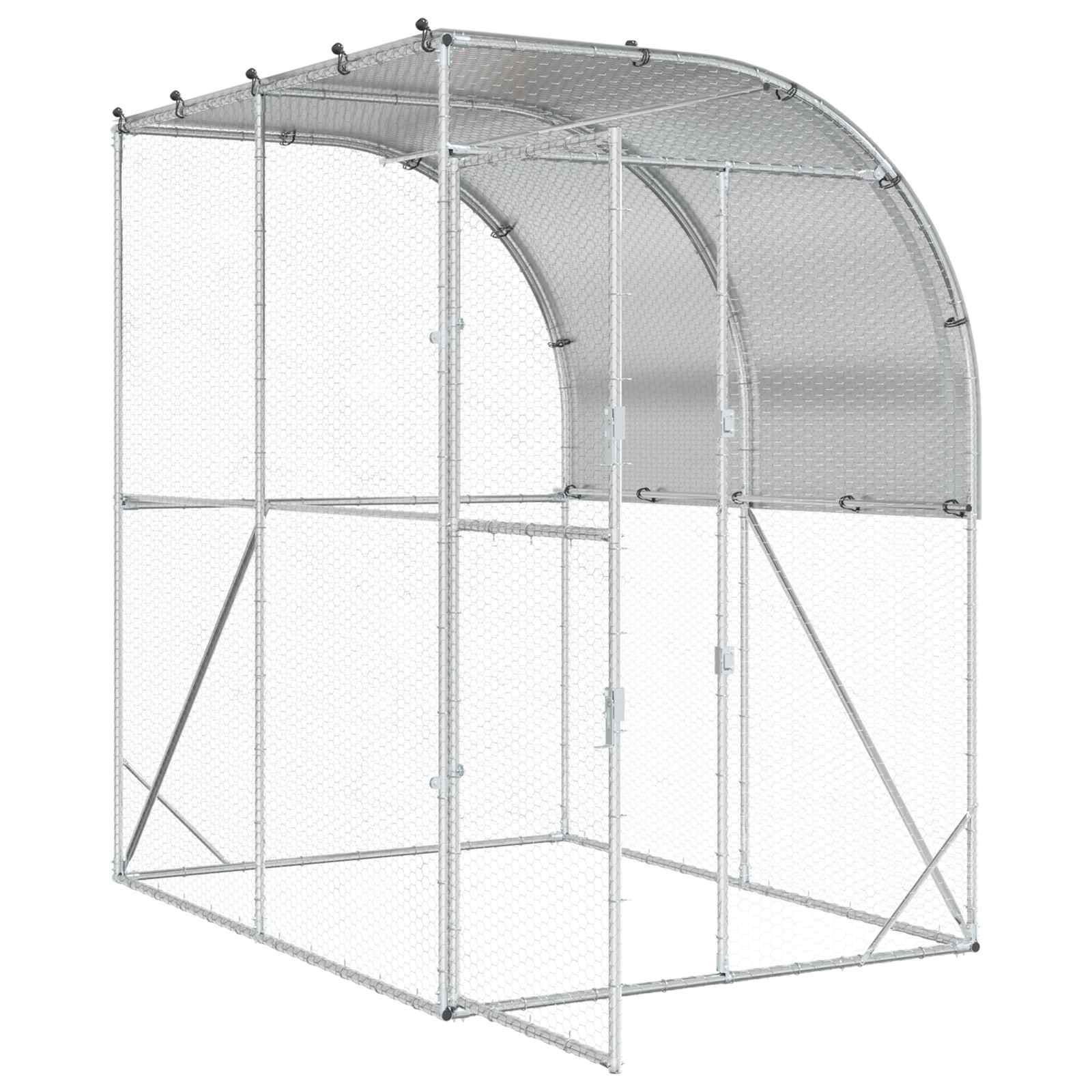 Kippenhok zilver 200 x 200 x 215 cm Gegalvaniseerd staal image 2