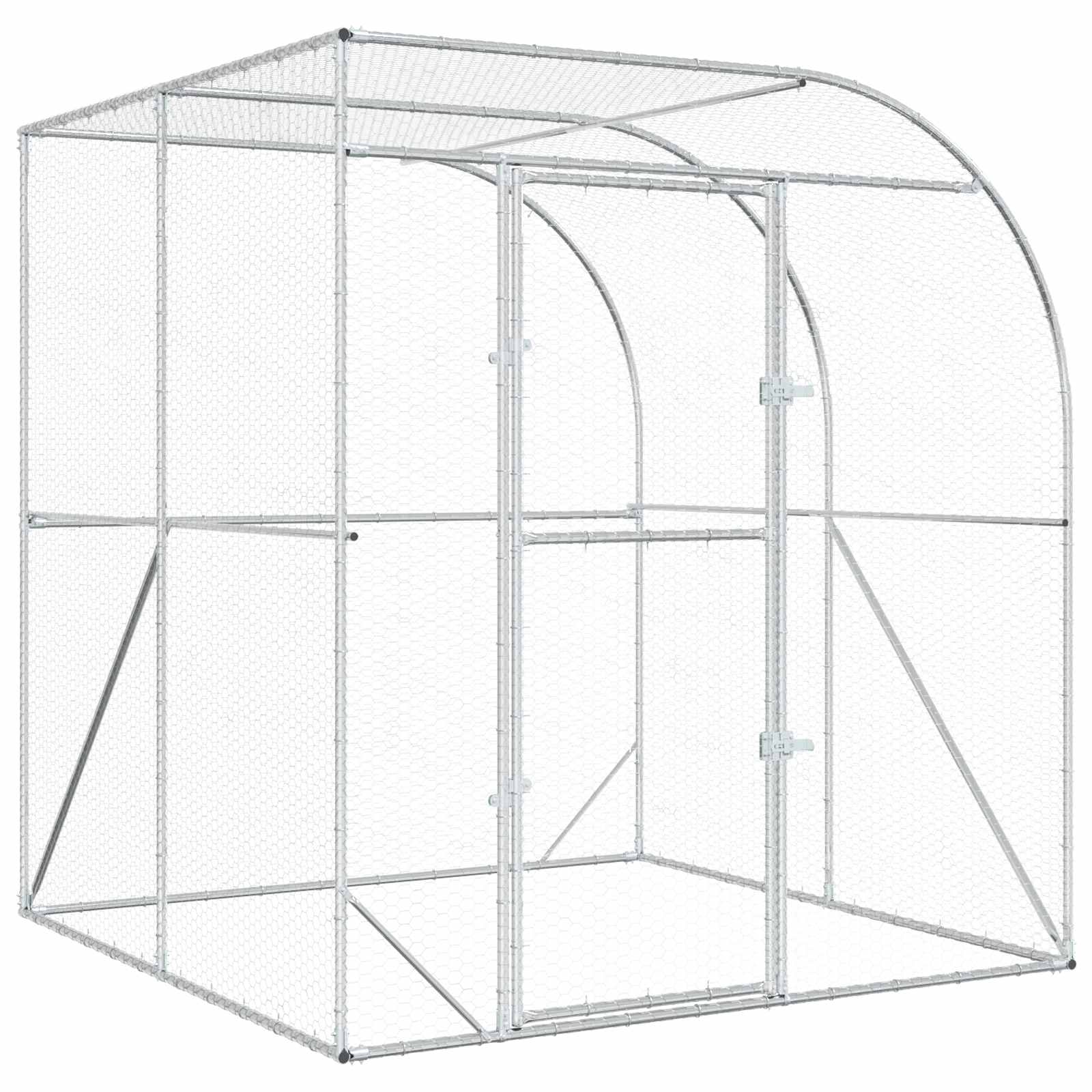 Kippenhok zilver 200 x 200 x 215 cm Gegalvaniseerd staal image 2