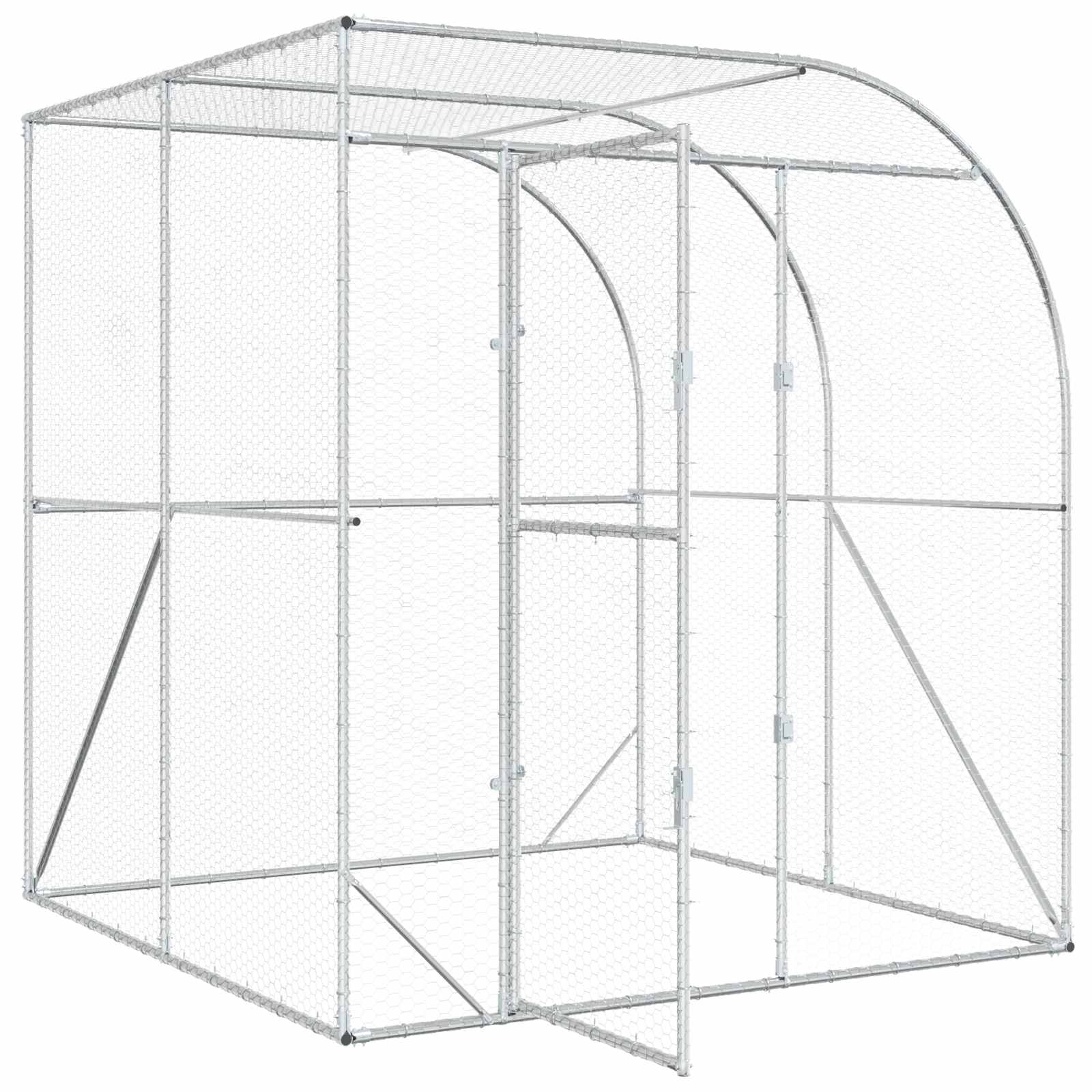 Kippenhok zilver 200 x 200 x 215 cm Gegalvaniseerd staal image 3