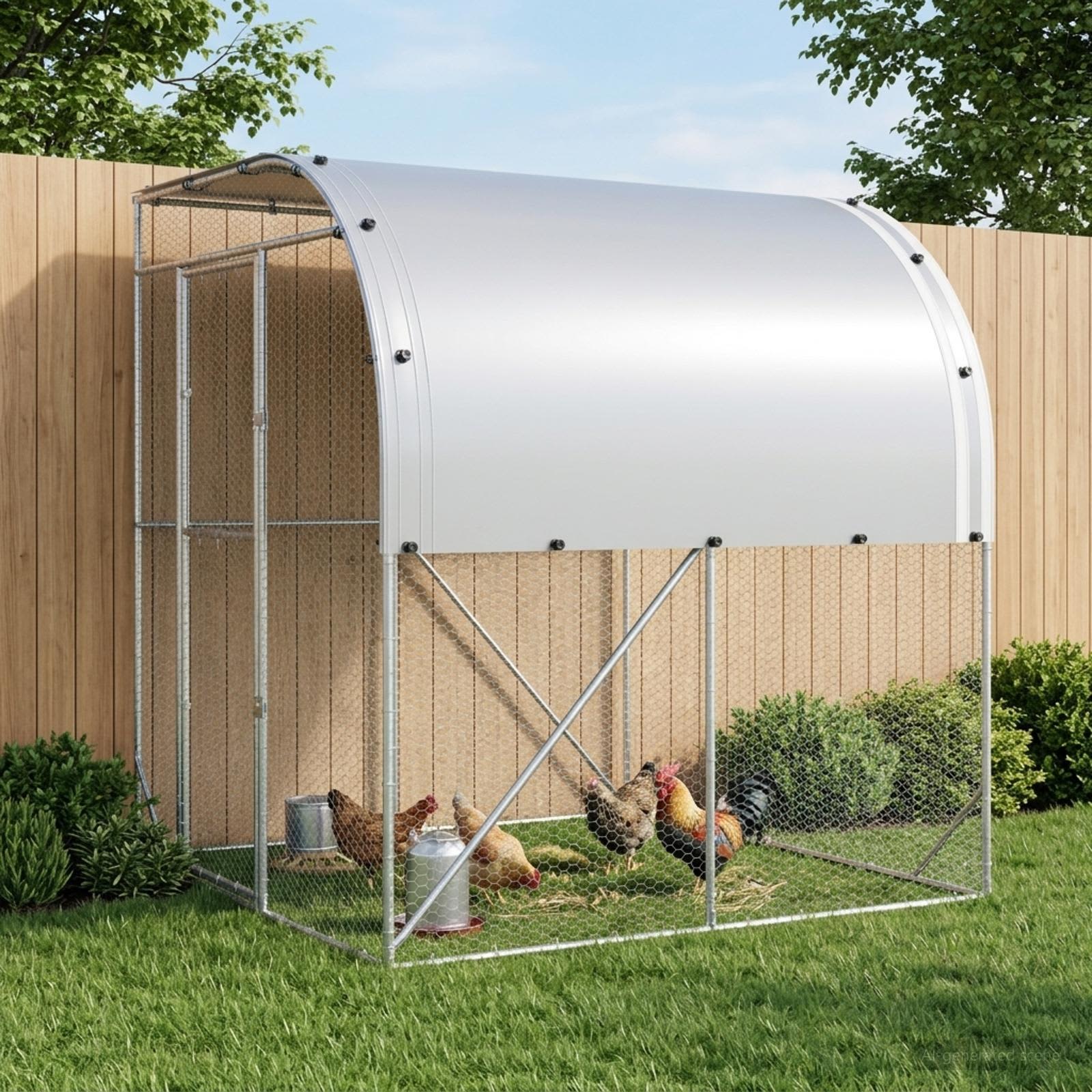 vidaXL Kyllingehus Sølv 200 x 200 x 215 cm Galvaniseret stål