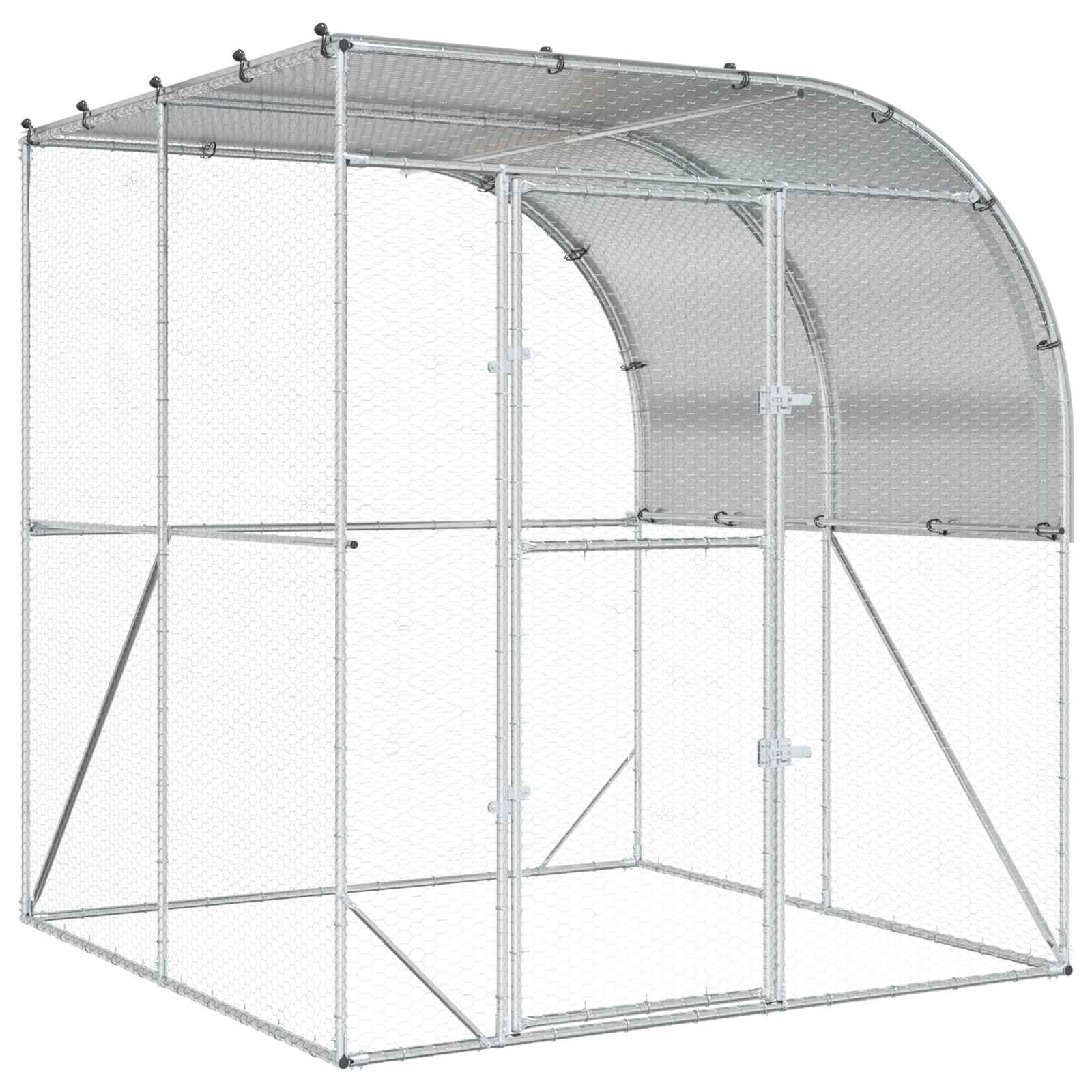 Kippenhok zilver 200 x 200 x 215 cm Gegalvaniseerd staal image 1