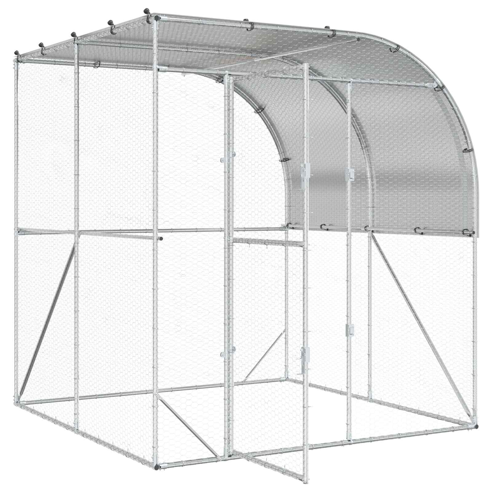 Kippenhok zilver 200 x 200 x 215 cm Gegalvaniseerd staal image 2