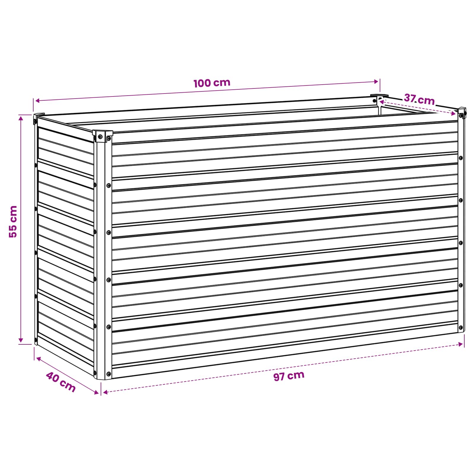 Verhoogd Tuinbed Antracietkleurig 100 x 40 x 55 cm image 9