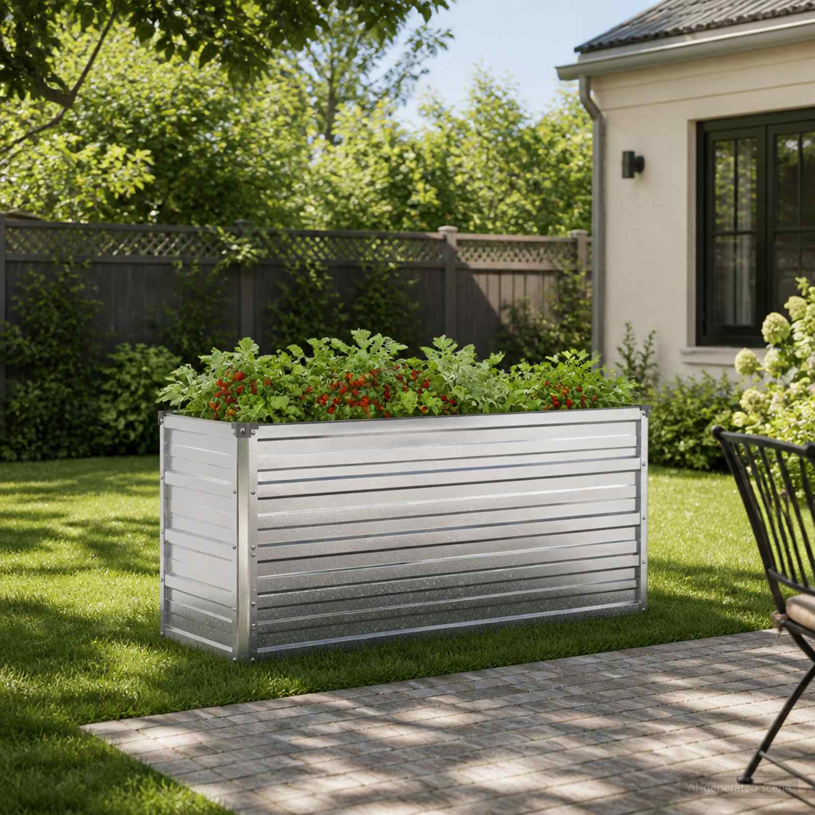 Verhoogd Tuinbed Zilverkleurig 100 x 40 x 55 cm gegalvaniseerd image 1