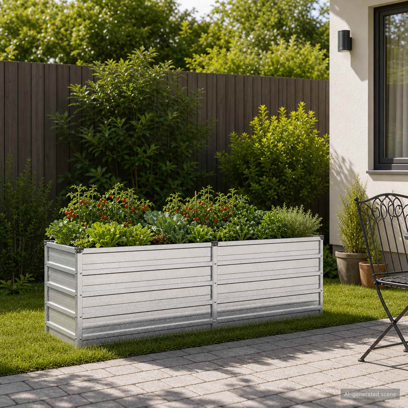 Verhoogd Tuinbed Zilverkleurig 160 x 40 x 55 cm gegalvaniseerd image 1
