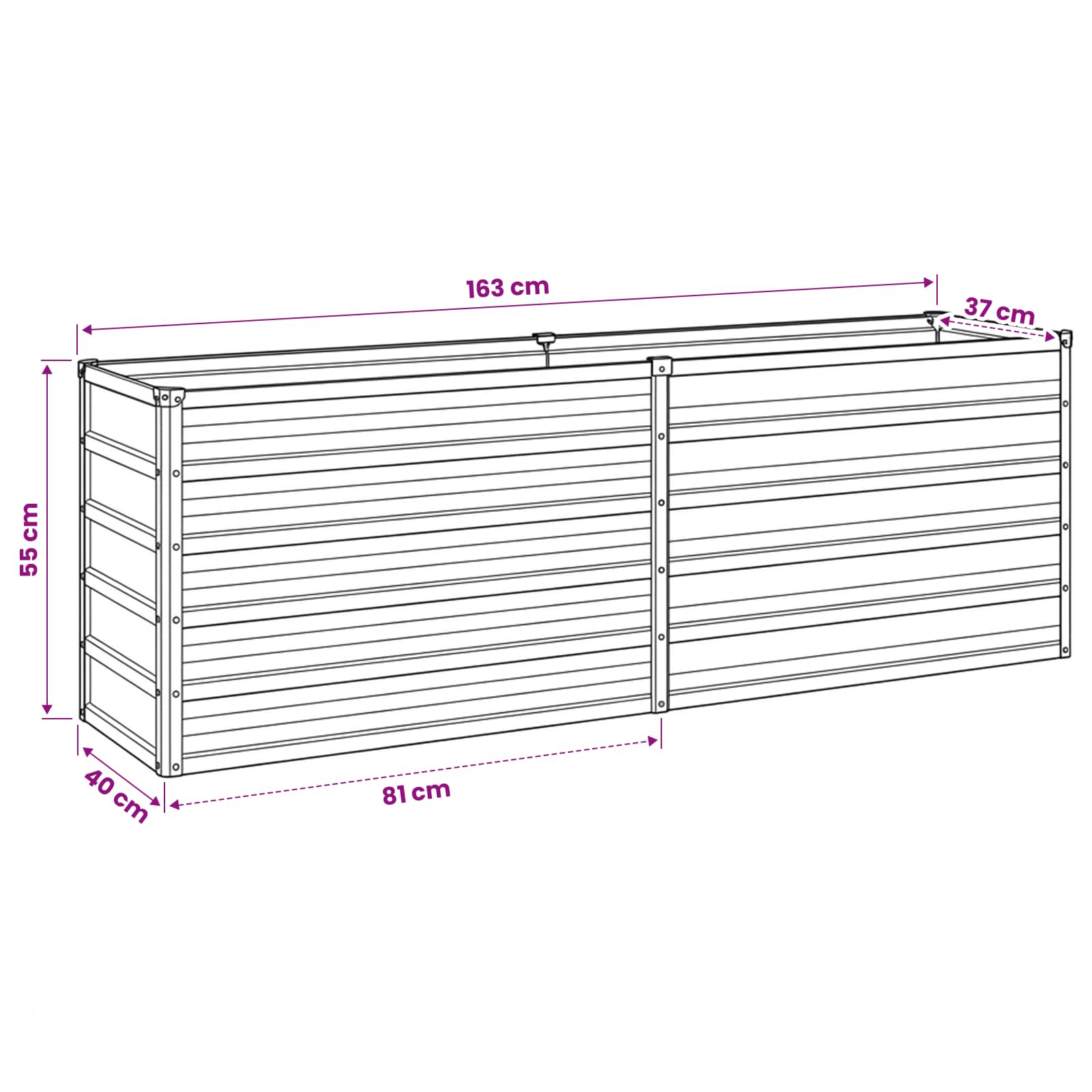Verhoogd Tuinbed Zilverkleurig 160 x 40 x 55 cm gegalvaniseerd image 10