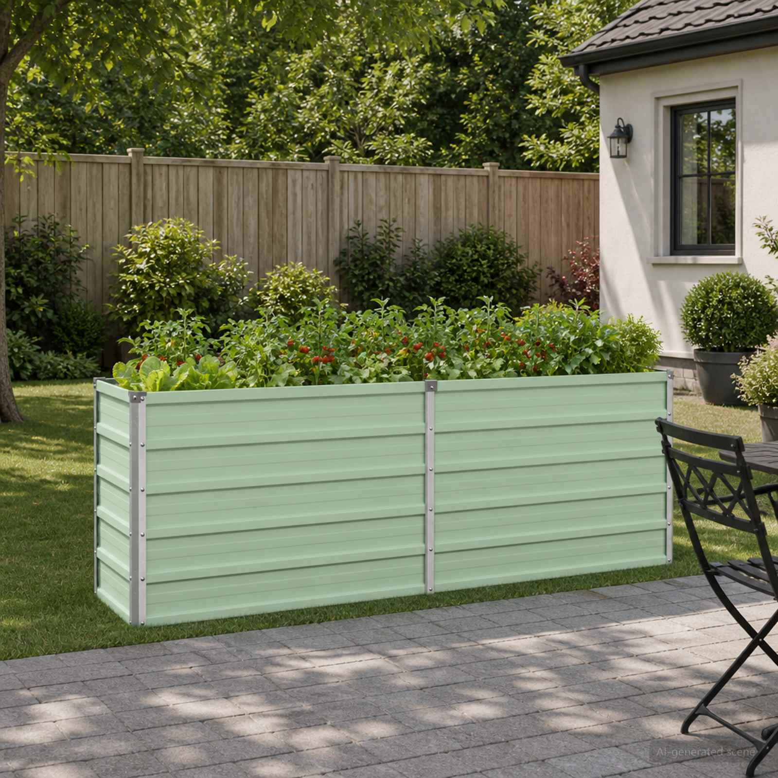 Verhoogd Tuinbed Pastelgroen 160 x 40 x 55 cm koudgewalst staal image 1