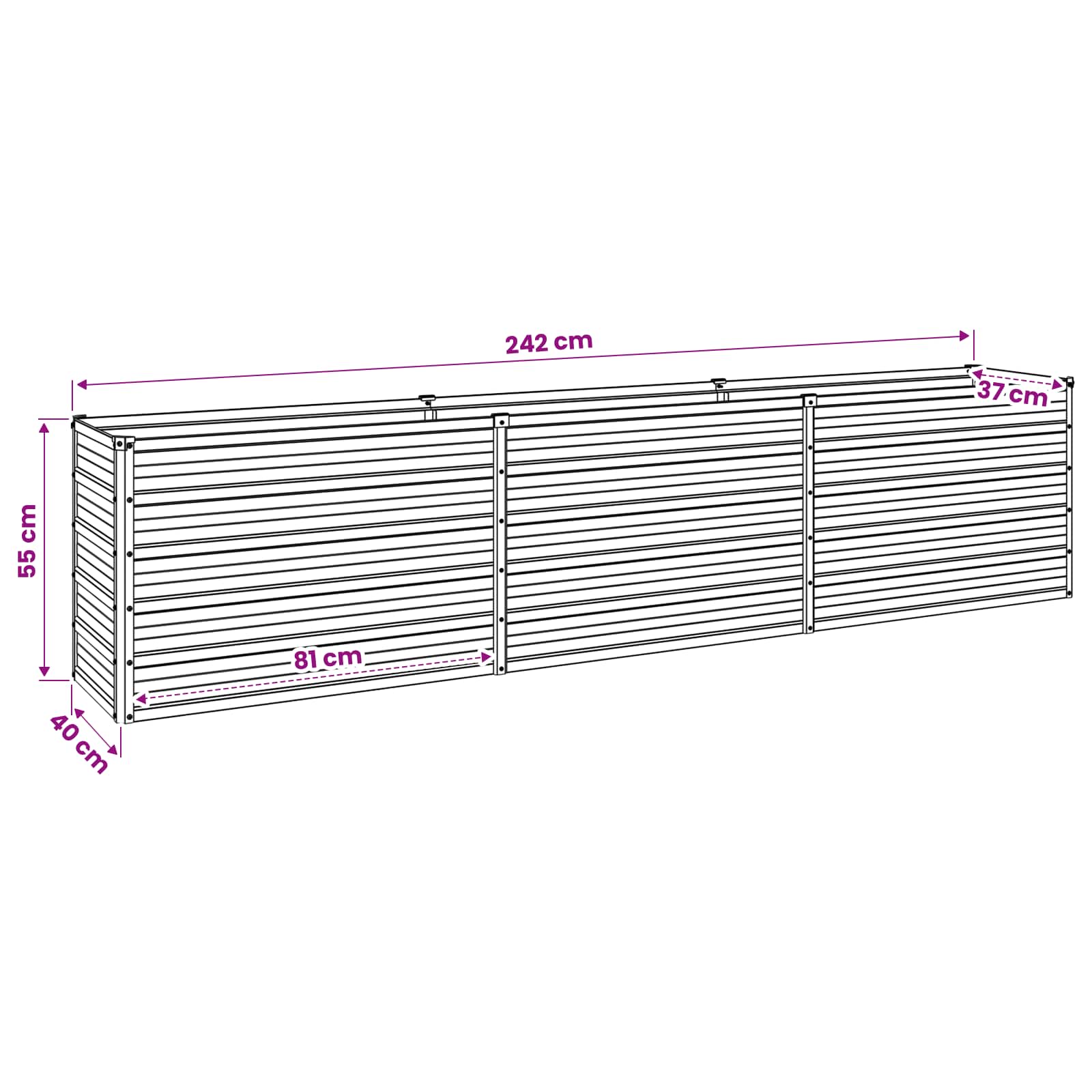 Verhoogd Tuinbed Pastelgroen 240 x 40 x 55 cm koudgewalst staal image 9