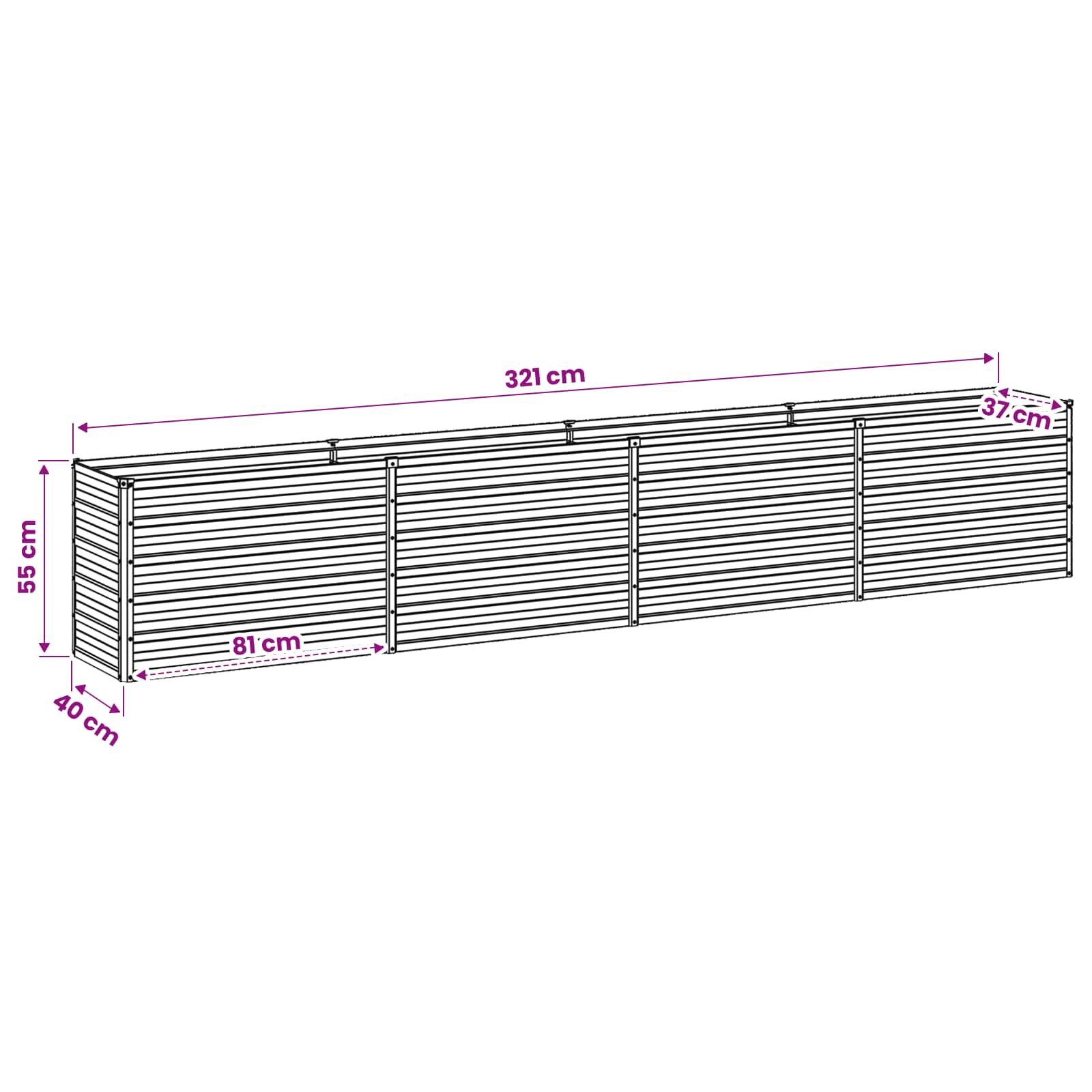 Verhoogd Tuinbed Pastelgroen 320 x 40 x 55 cm koudgewalst staal image 9