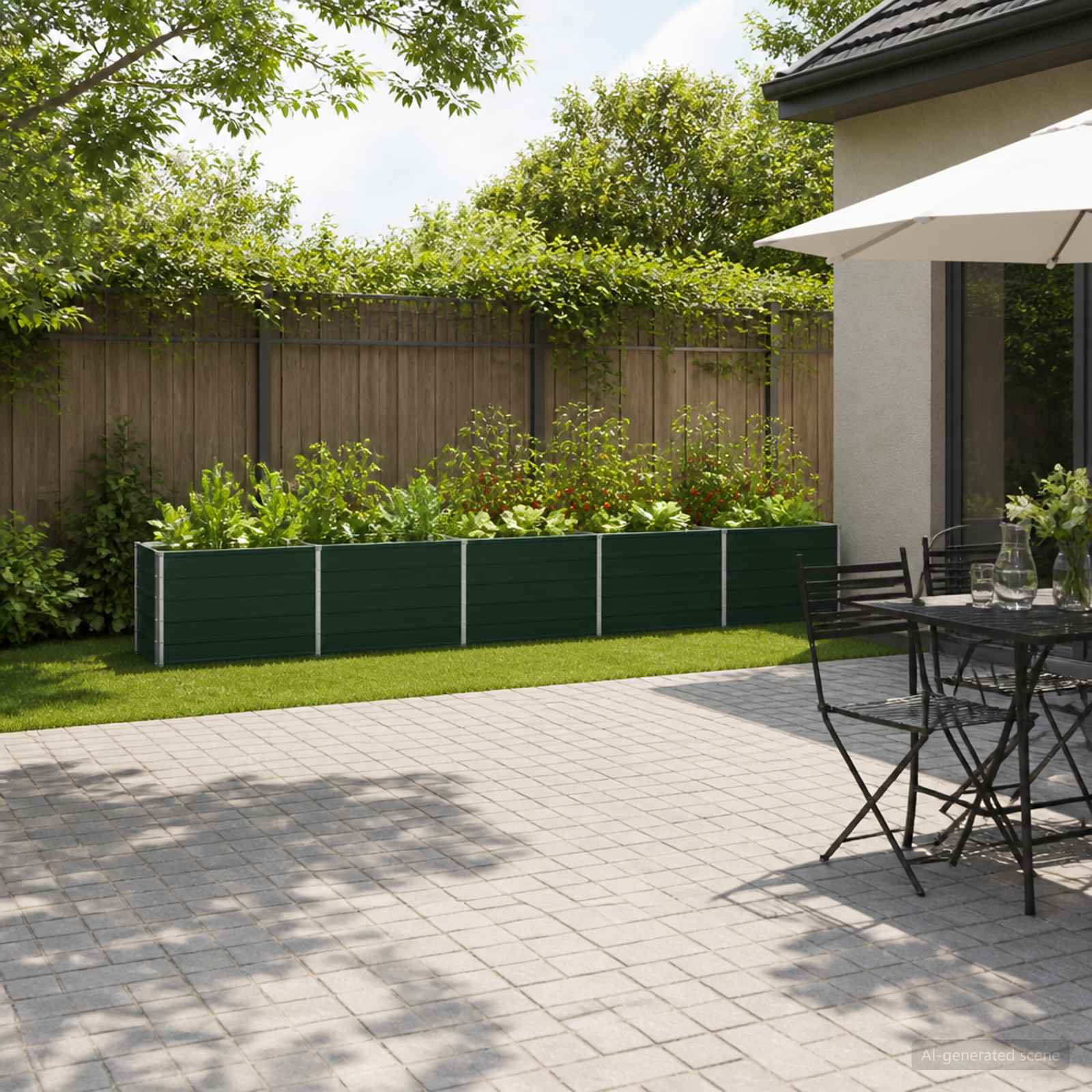 Verhoogde plantenbak Groen 400 x 40 x 55 cm Verzinkt staal image 1