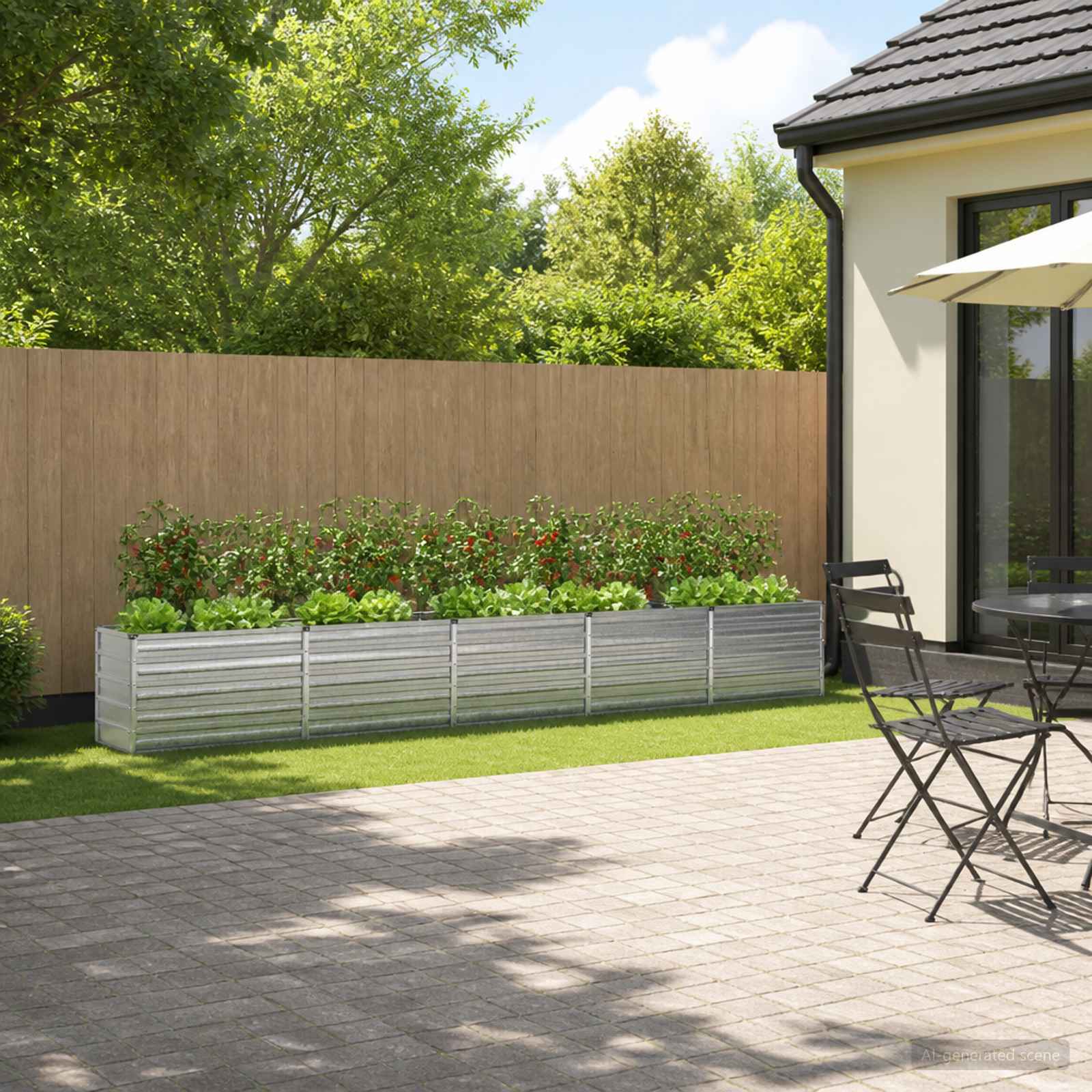 Verhoogd Tuinbed Zilverkleurig 400 x 40 x 55 cm gegalvaniseerd image 1
